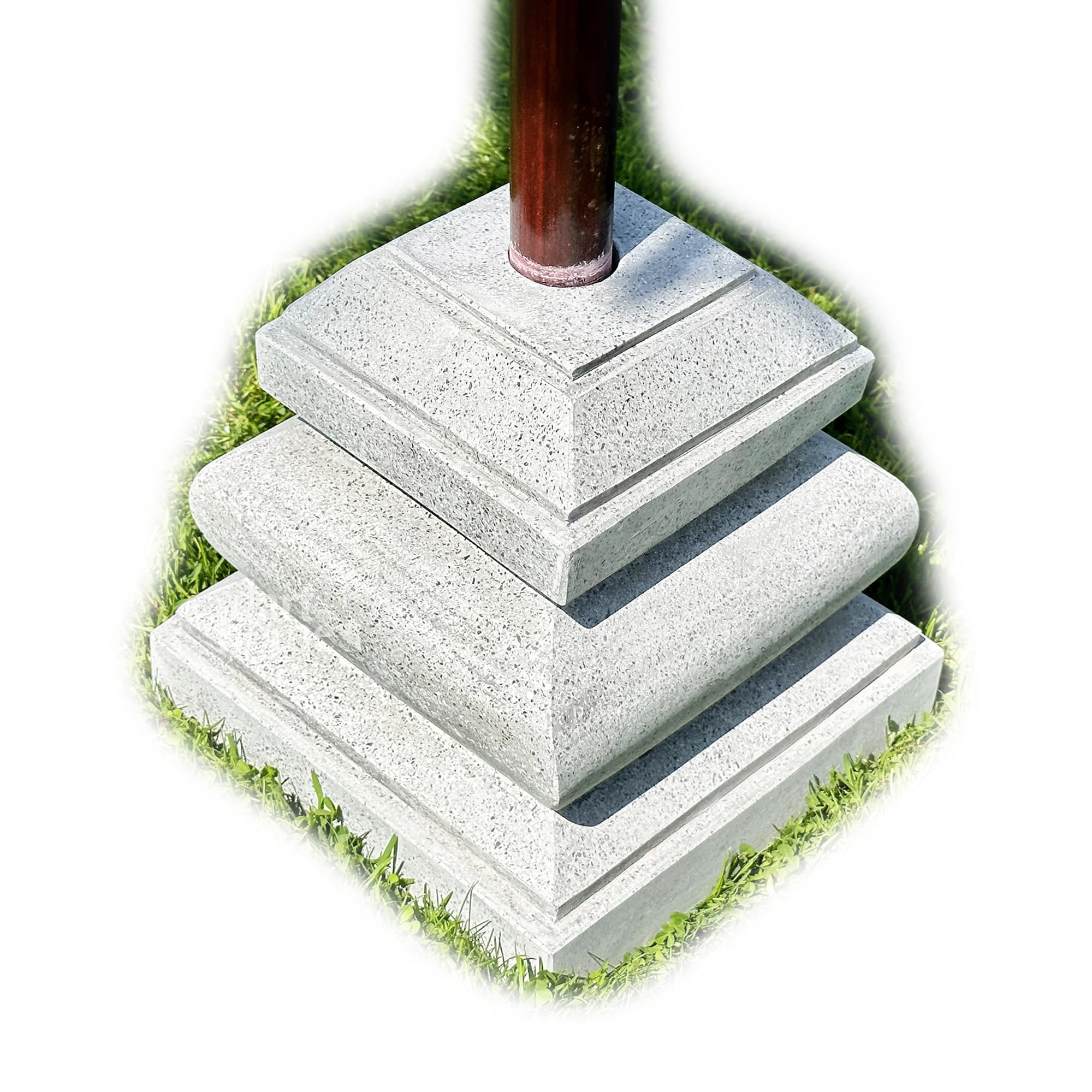Darthome Grey Terrazzo Bali Parasol Base 18kg Heavy Granite Marble Garden Umbrella Stand