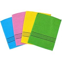 Korean Exfoliating Mitt 4PCS, 150D Fine Texture Exfoliating Washcloth Set, Body Scrubber Glove for Deep Skin Cleansing, Italy Scrub Bath Washcloth for Home Spa