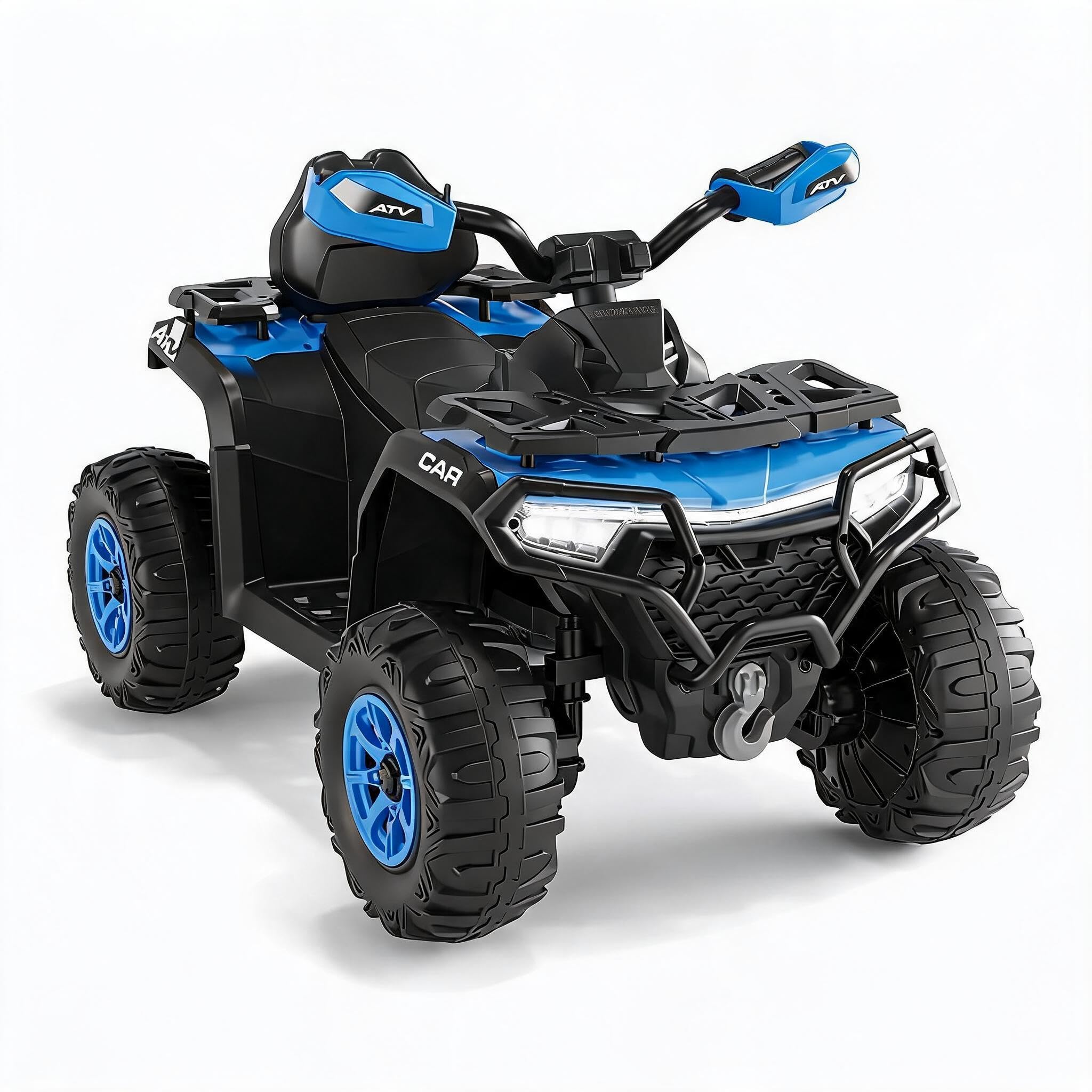 12V Electric Ride-On Quad Bike for Kids – Remote Control, Music, Horn, LED Lights – Off-Road Battery Powered ATV Toy for Boys & Girls Ages 3 and Up