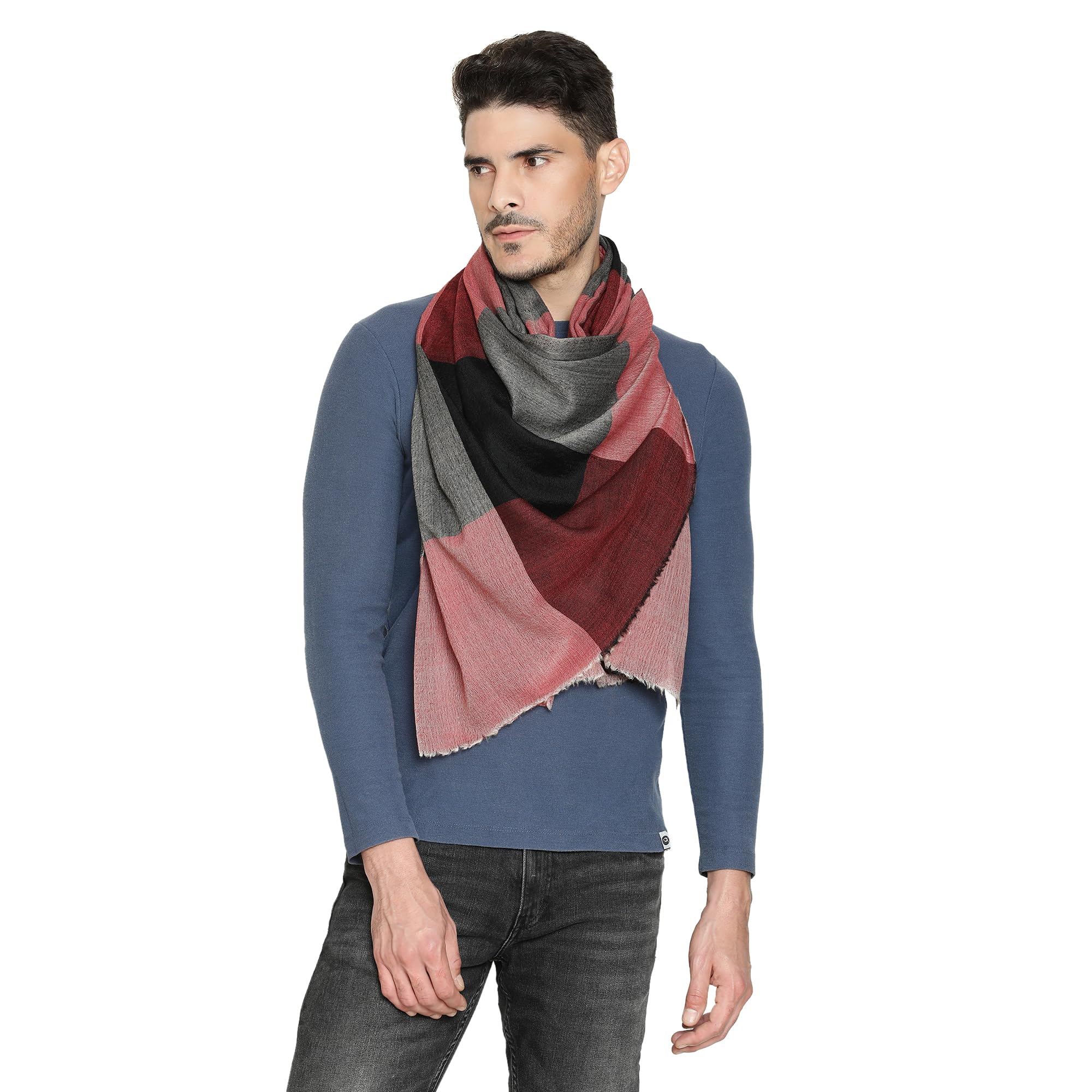 merinomere Luxury Big-Check Wool-Cashmere Scarf in Vibrant Primary Red Color-picture-38