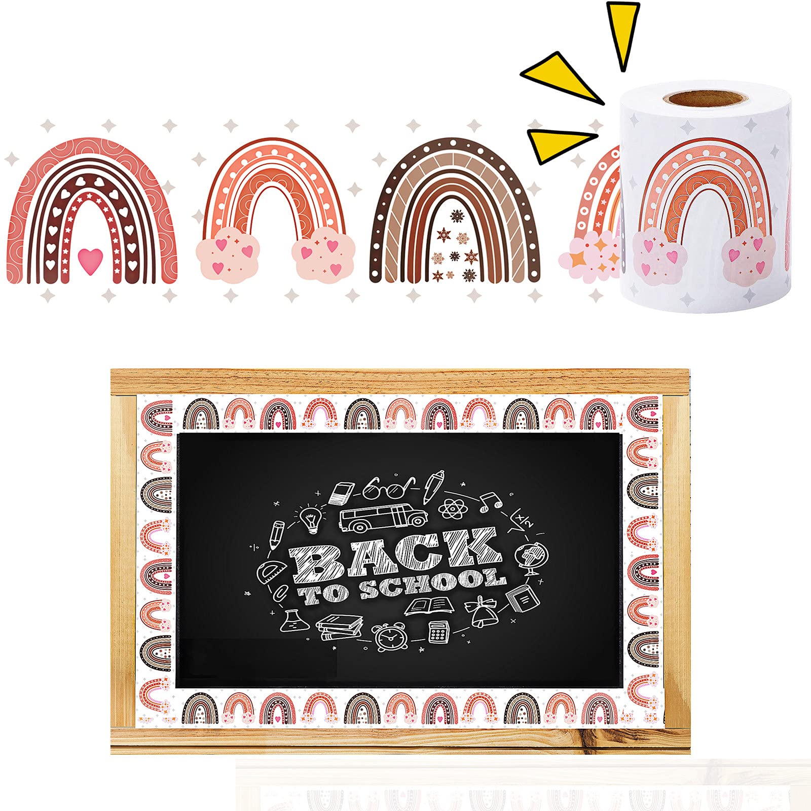 Buy QUERLY Boho Rainbow Bulletin Board Borders Trim Self Adhesive