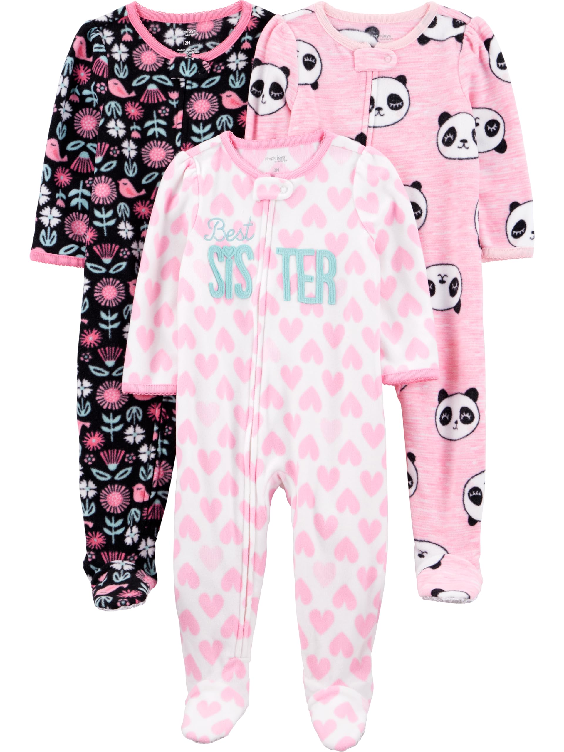 girls Loose-Fit Flame Resistant Fleece Footed Pajamas