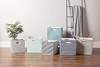 Vista 7 de DII Cubo de almacenamiento plegable de poliéster, a rayas, negro, grande