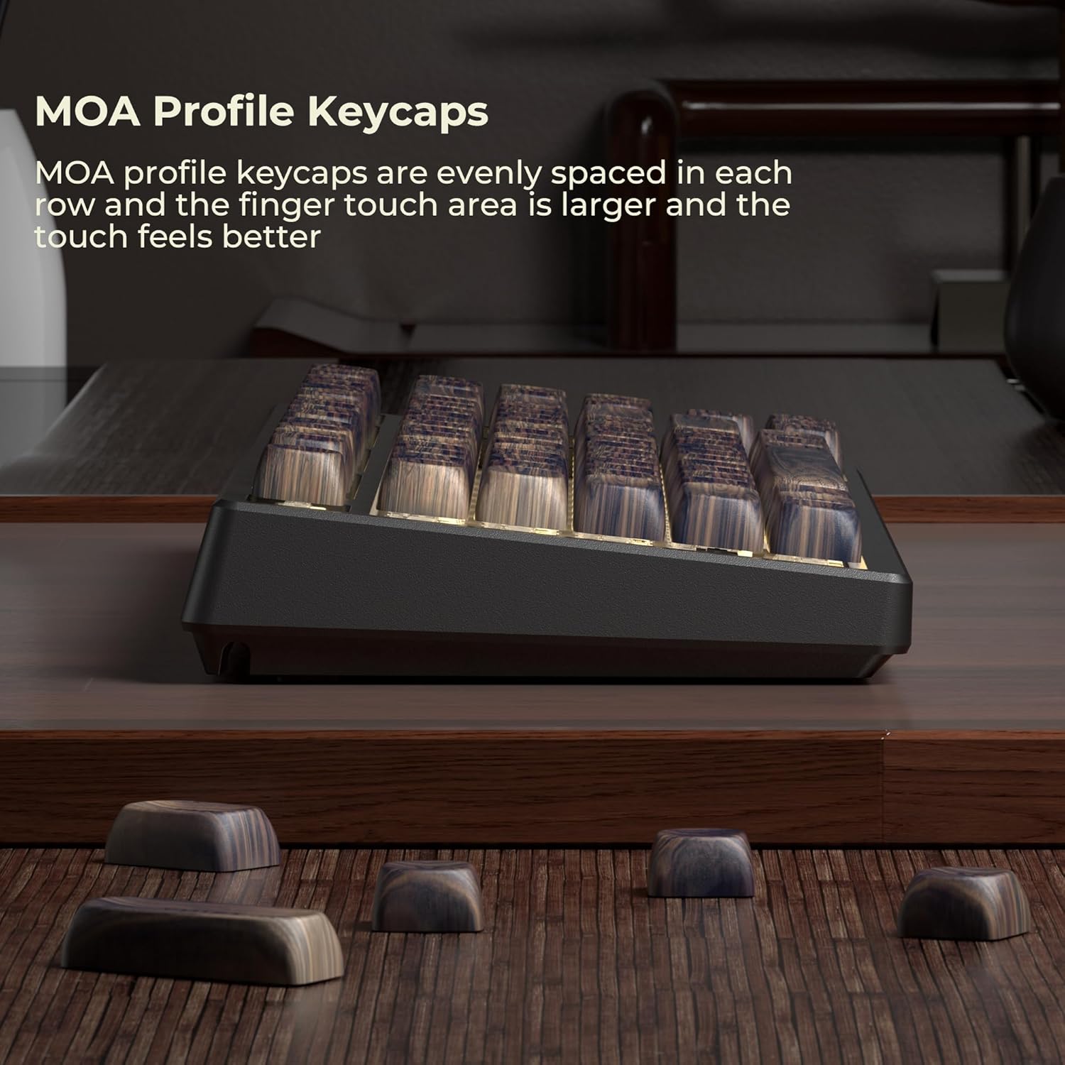OHY XVX Wood Keycaps,MOA PBT Keycaps Dye-Sublimation 130 pcs Keycap Set for Mechanical Keyboard 61/64/75/84/87/104/108 Layout with Key Puller, Walnut Textures