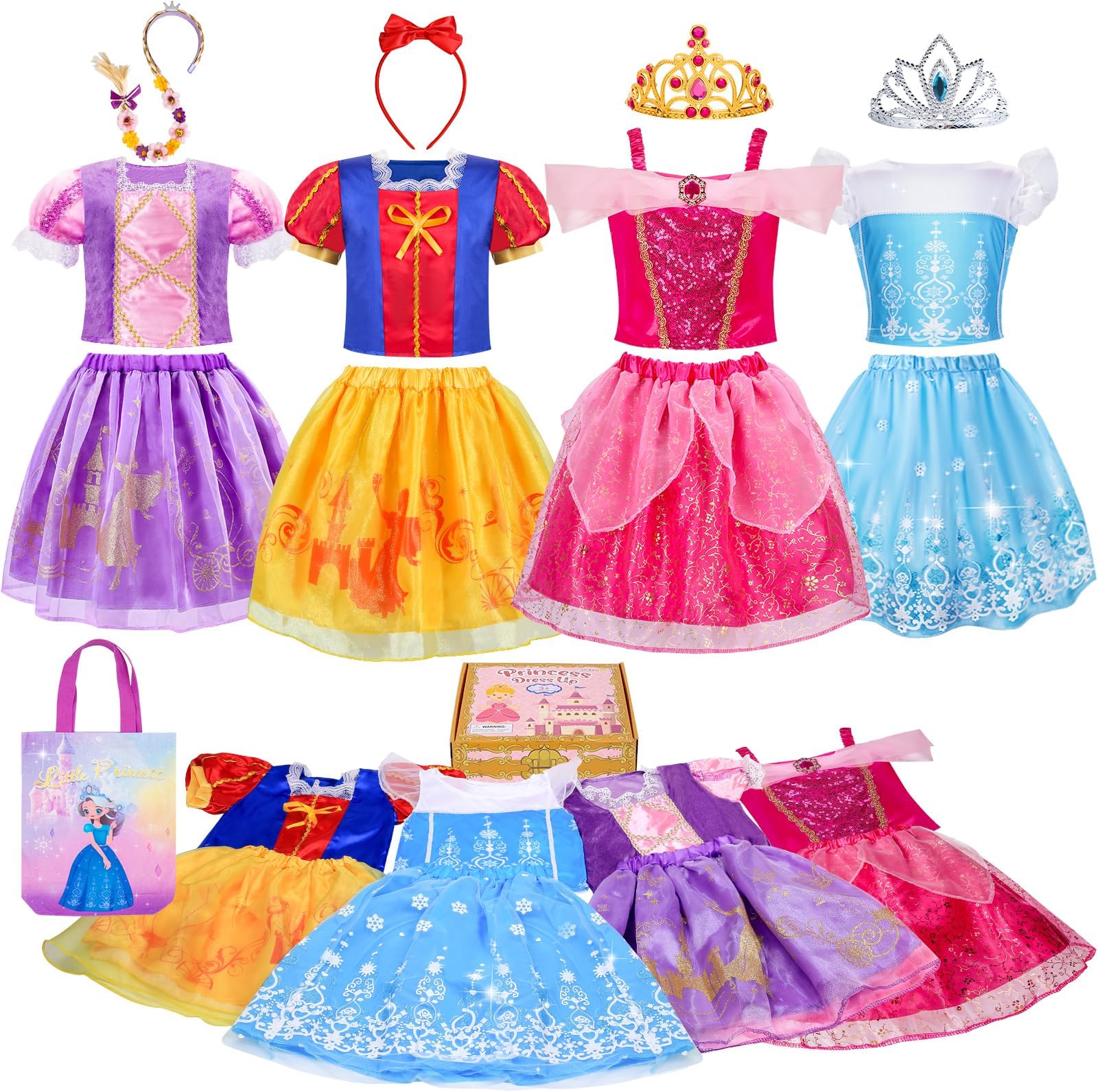 Meland Princess Dress Up for Girls - Dress Up Clothes for Girl Age 3-8 Year Old, Gift Idea for Birthday Christmas