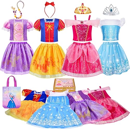 Vestido de princesa de Meland Princess Dress Up para chicas - Ropa de vestir para niñas de 3 a 8 años, idea de regalo para cumpleaños o Navidad