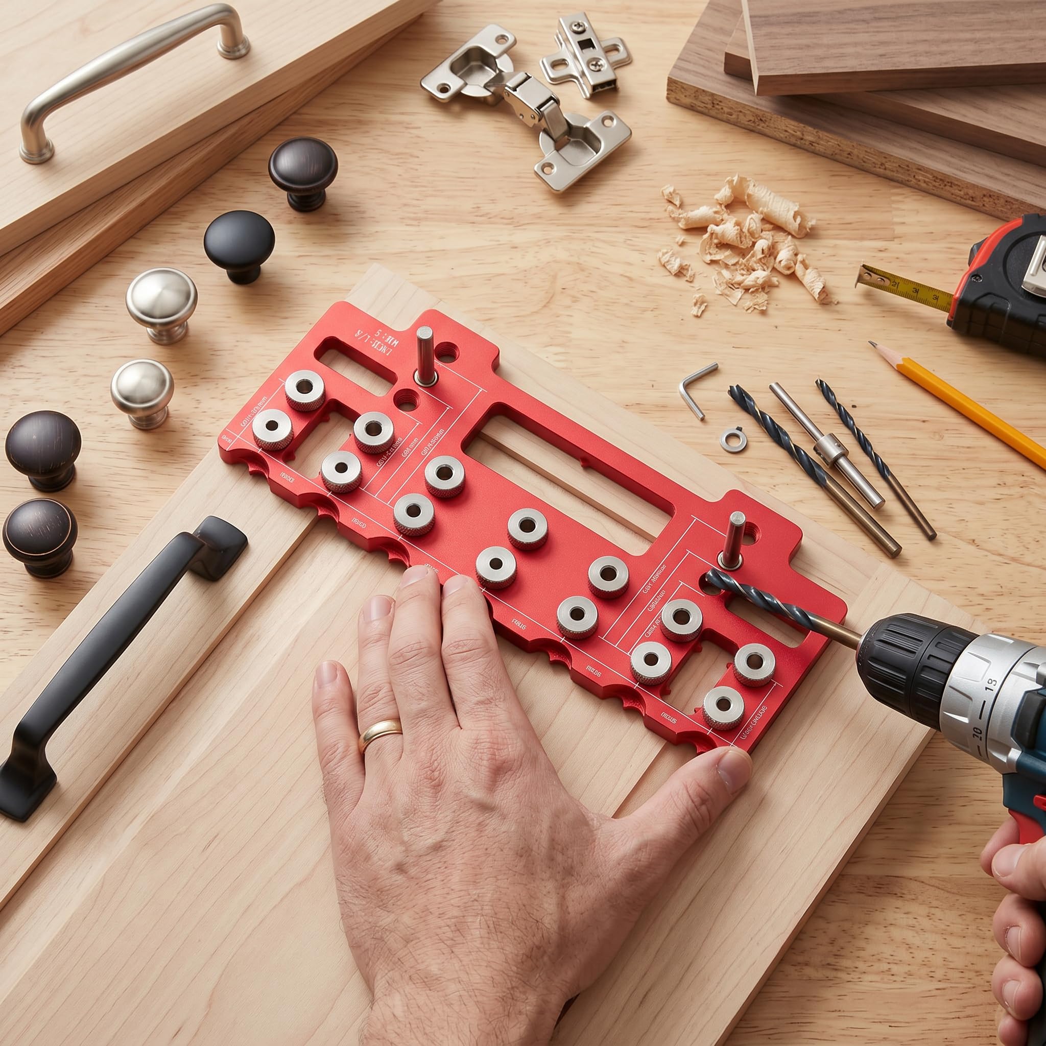 Modello di Installazione della Maniglia Dell'armadio, Guida per Trapano per Lavorazione del Legno con Manicotti per Trapano da 5 Mm e 6,35 Mm per L'installazione di Perni per