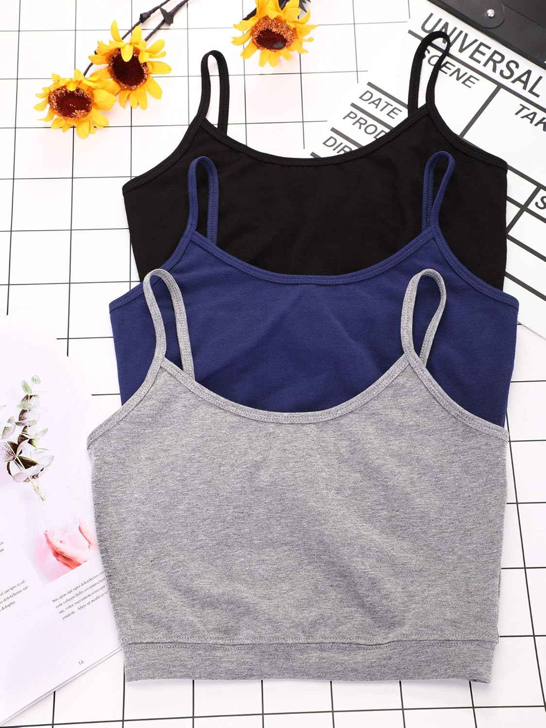Boao 3 Pcs Crop Camisole Top Spaghetti Strap Tank Sleeveless Crop Tank Top for Women Sports - Image 3