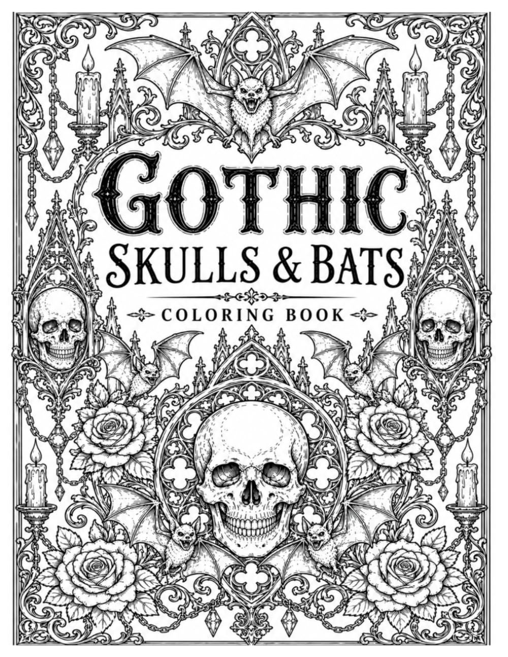 Gothic Skulls & Bats Coloring Book