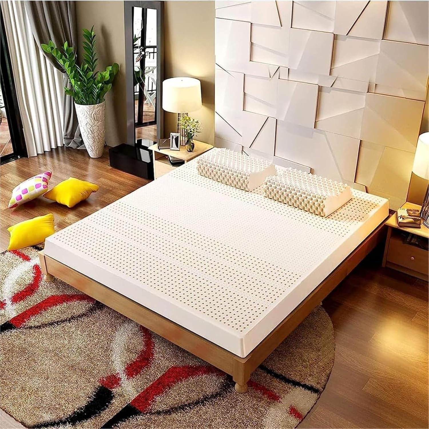 King Size 2-Sided Natural Latex Hybrid Mattress, Pressure Relief & Motion Isolation, Supportive Comfort, Eco-Friendly Design, 76"×80"×4" for Ultimate Sleep Experience