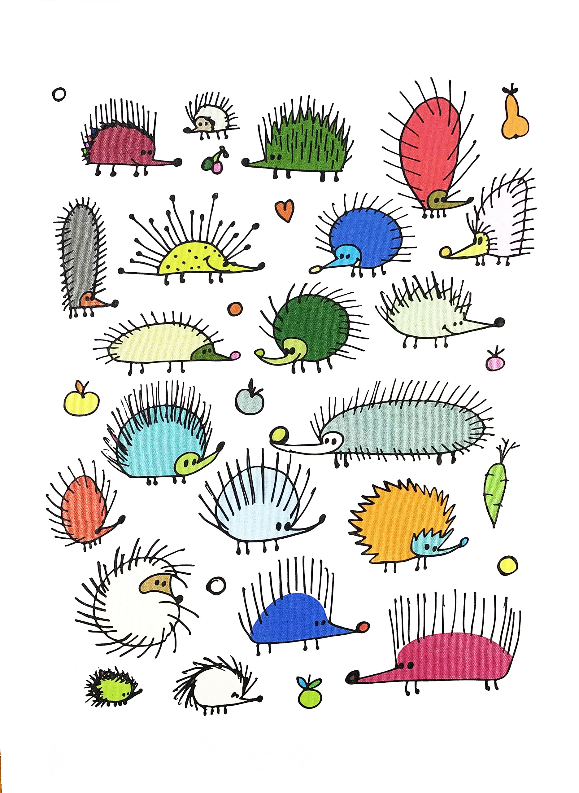 Half A Donkey Multicolour The Colourful Array Of Hedgehogs Large Cotton Tea Towel