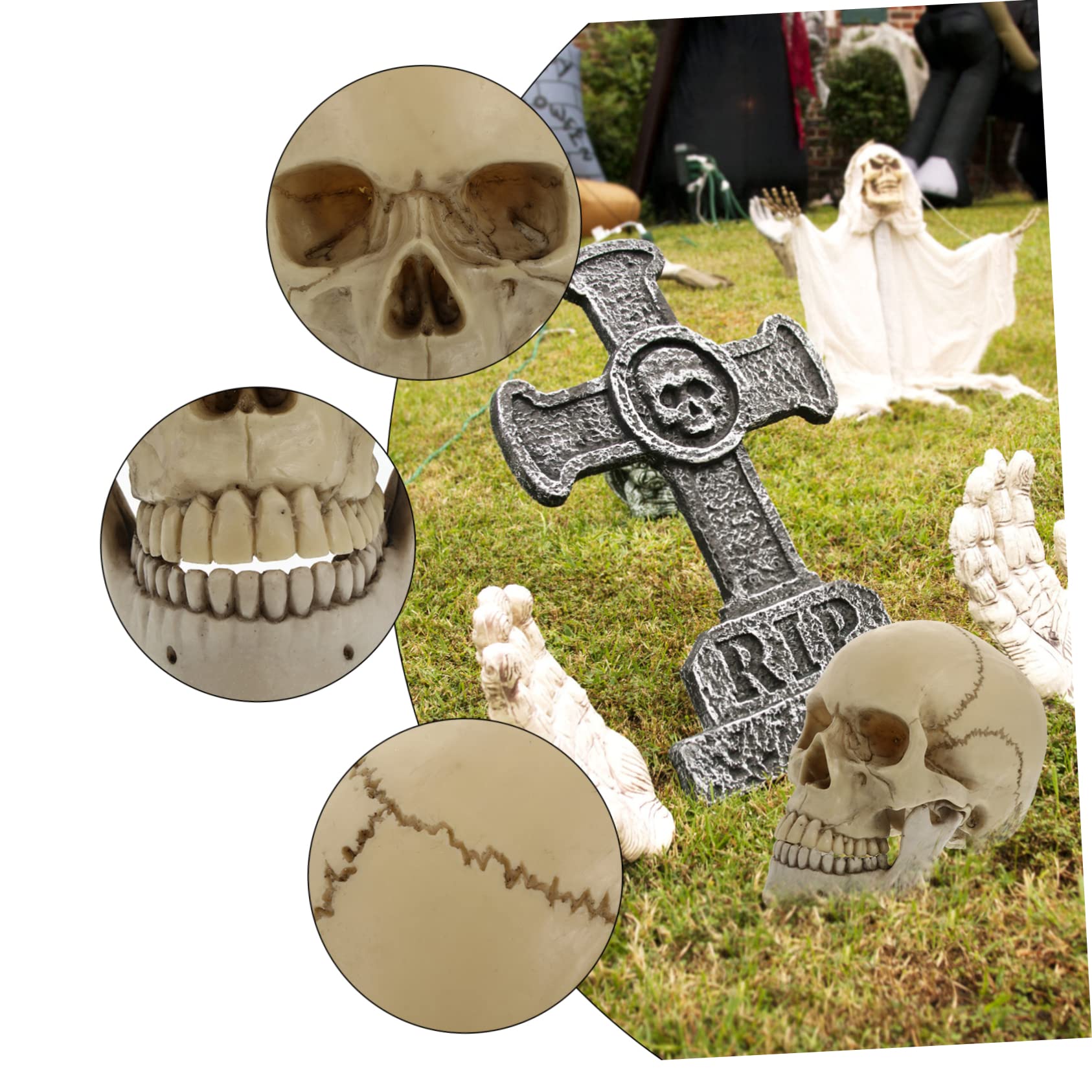 POPETPOP Simulación De Cráneo De Resina Estatua De Cráneo para Adultos Decoración De Halloween para Temáticos como Fiestas y Exhibiciones
