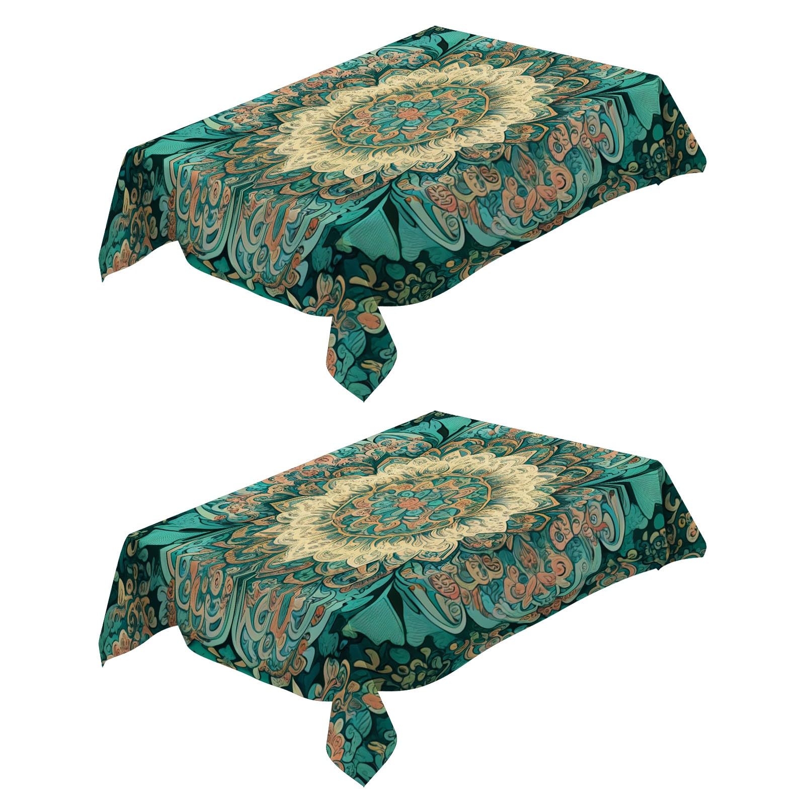 Nappe coton lin de qualité supérieure au motif mandala raffiné 140x180