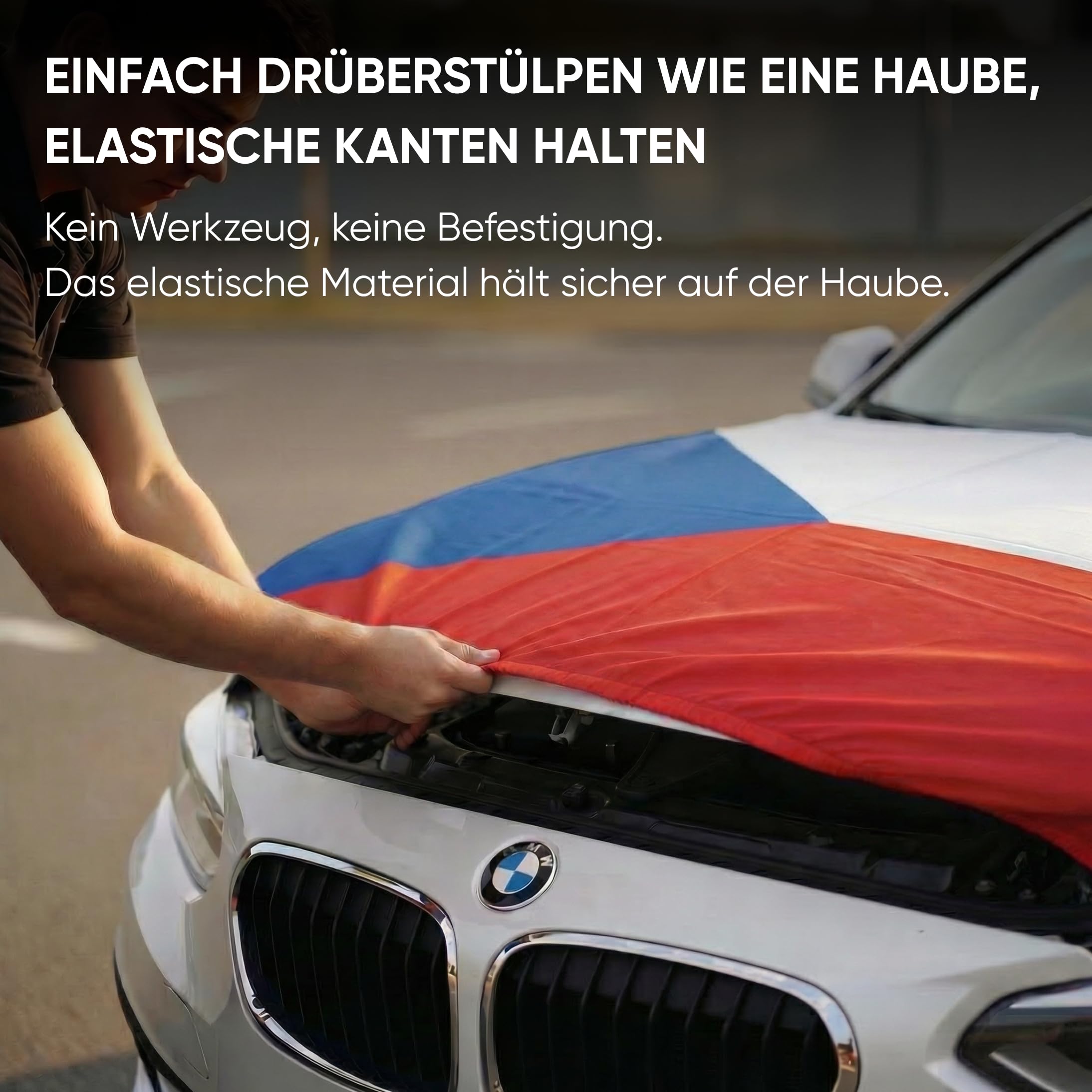 Auto Fahnen Tschechien Set - Motorhauben Fahne & 2 Autofahnen für Fenster, Fußball Fanartikel FZG für EM & WM, Tschechische Flagge Deko Set