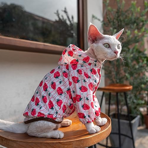 Miniatura 2 de Ropa de verano para gatos sin pelo, ropa de protección solar anti-ultravioleta, chaqueta delgada de manga larga con capucha para Sphynx, Cornish
