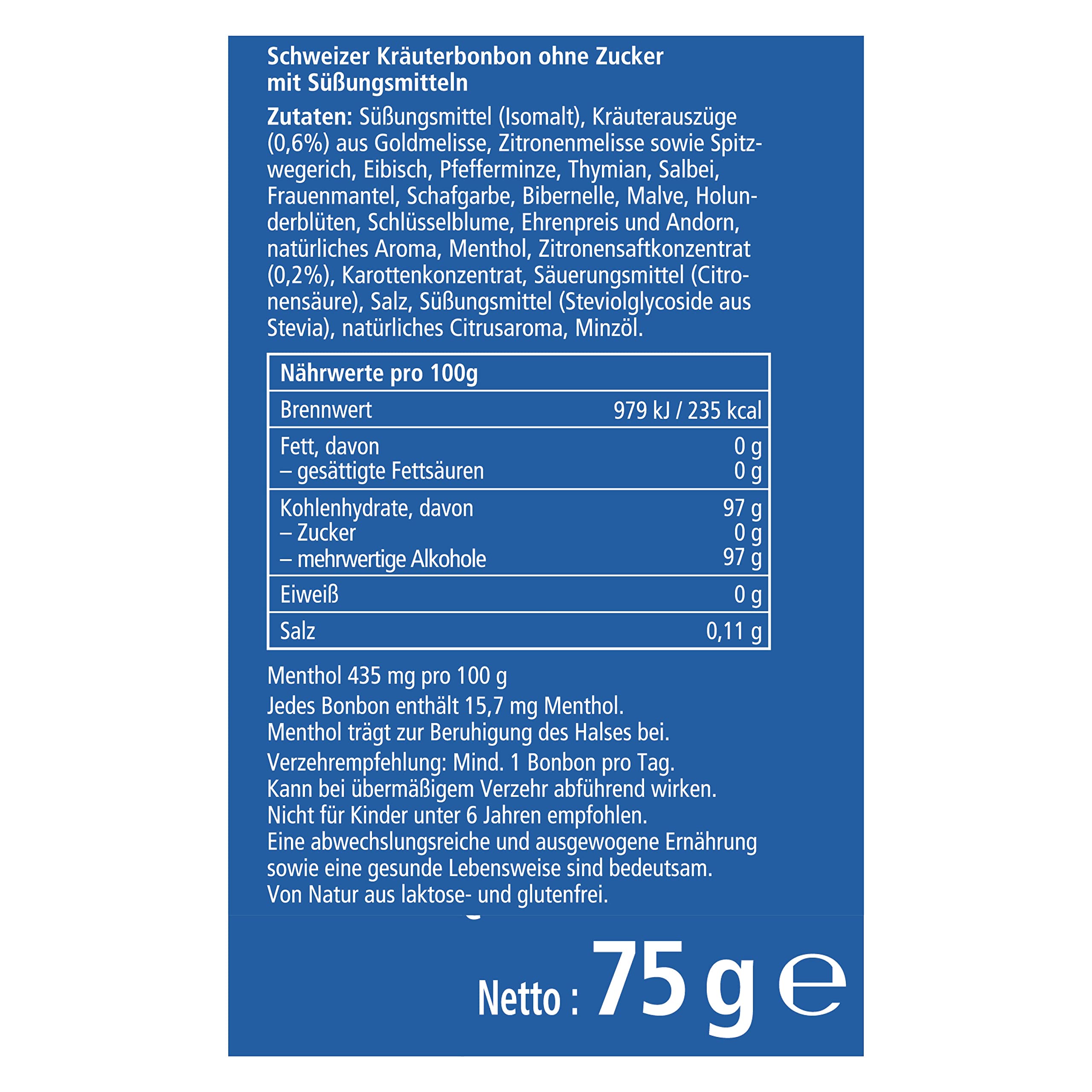Ricola EXTRA STARK Menthol-Zitrone, 18 Beutel Original Schweizer Kräuter-Bonbons mit 13 Alpenkräutern & natürlichem Menthol, zuckerfrei, 18 x 75g