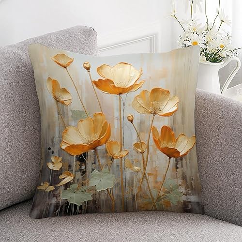 Miniatura 7 de Almohadas de cama decorativas de 16 x 16 pulgadas, hojas de ginko en oro y turquesa con satén de mármol, funda de cojín moderna verde azulado y