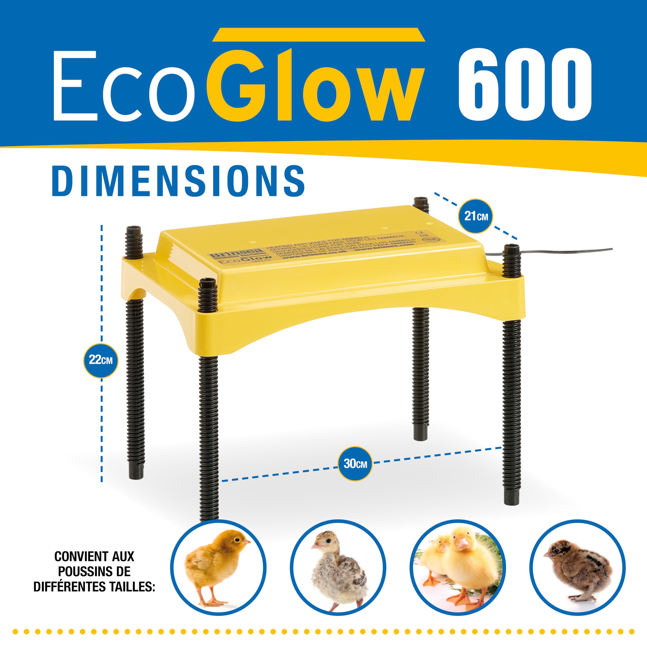Criadora Brinsea EcoGlow Safety 600 – Criadora de seguridad para pollitos – Placa calefactora para pollitos como alternativa a la lámpara de calor – Fabricada en UK – Garantía de 3 años.