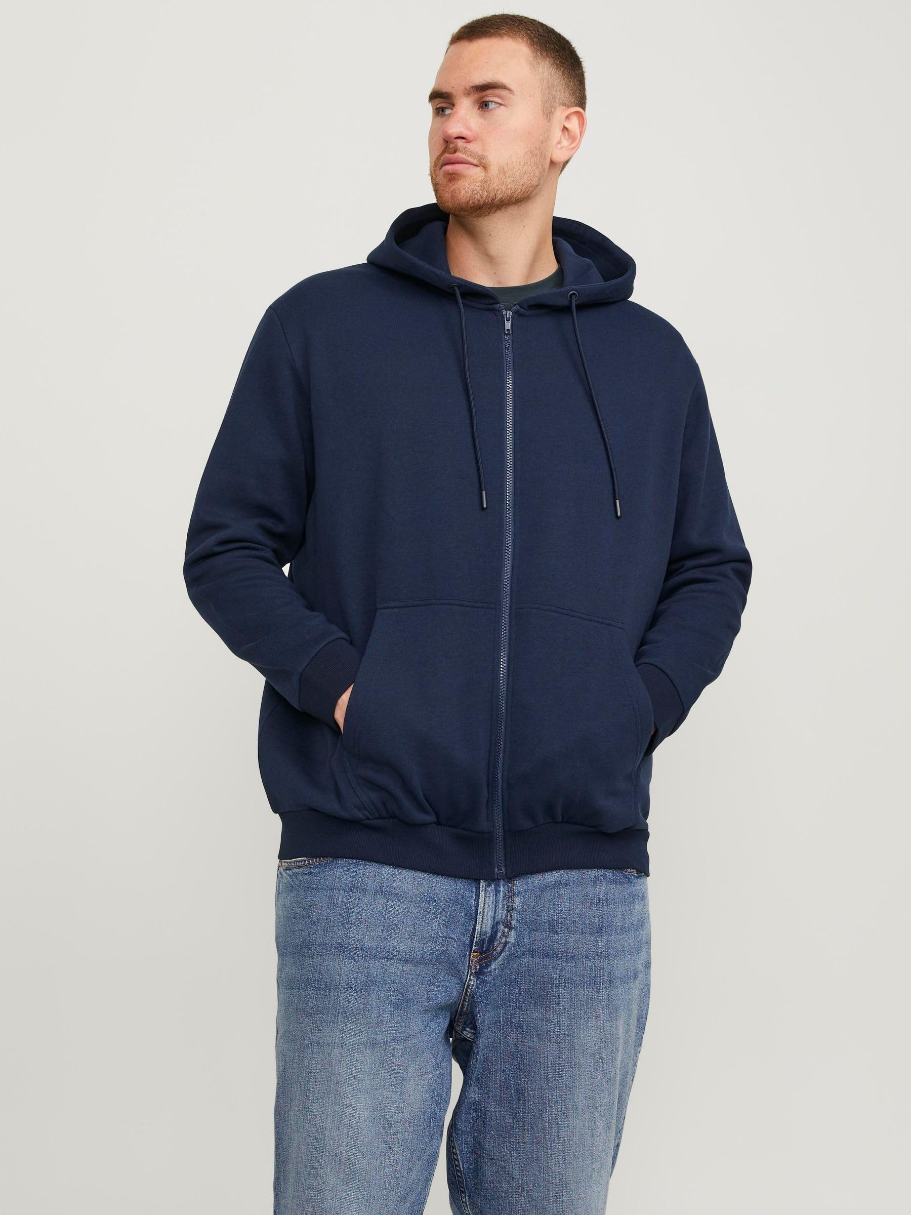 JACK & JONES Mens Bradley Zip Hoodie Plus Size Long Sleeve