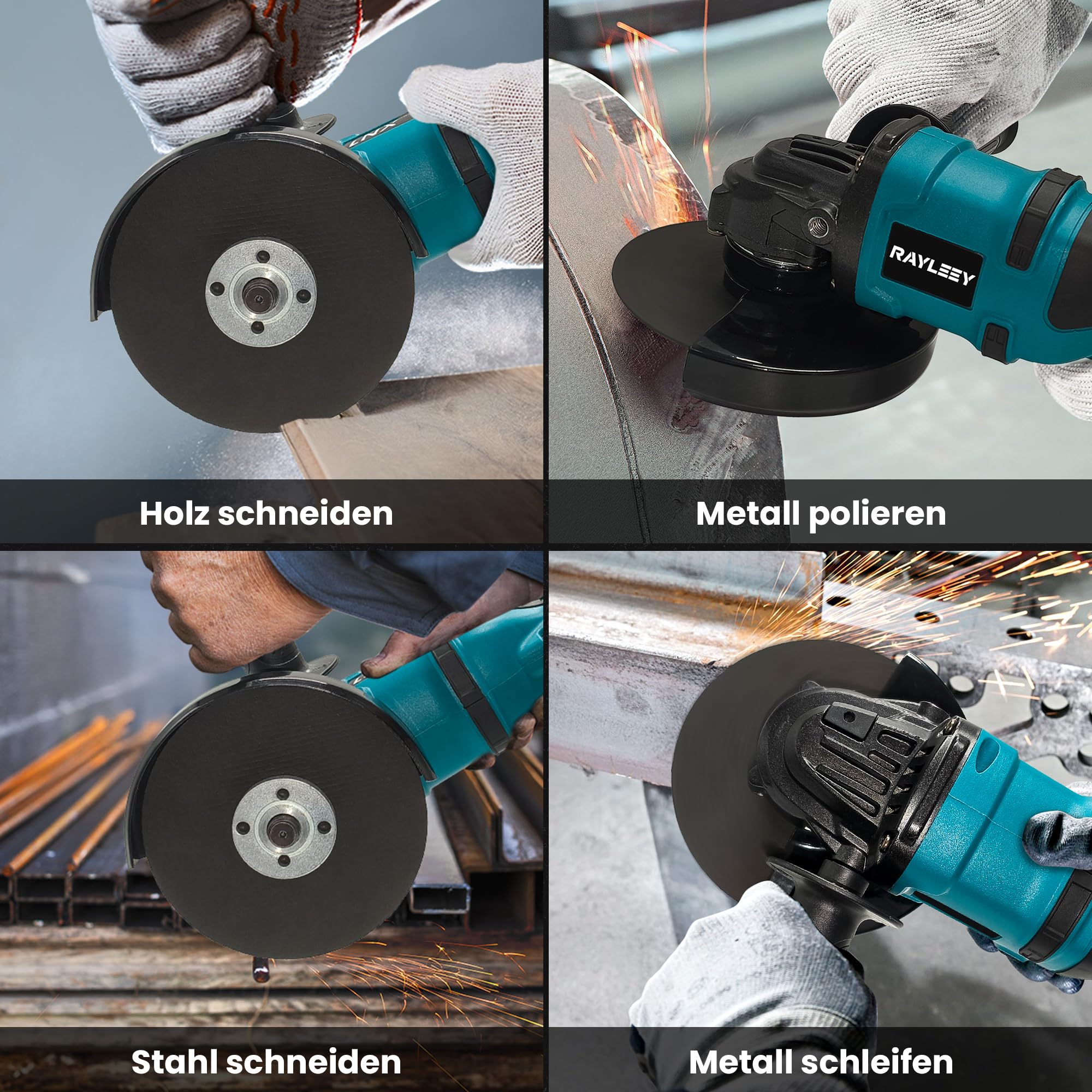 Akku Winkelschleifer für Makita 18V, 125 mm Akku Flex 8500U/min, 3 Geschwindigkeiten, Akku-Schleifer mit Rutschfester Griff zum Schleifen, Schneiden und Polieren (Ohne Akku)