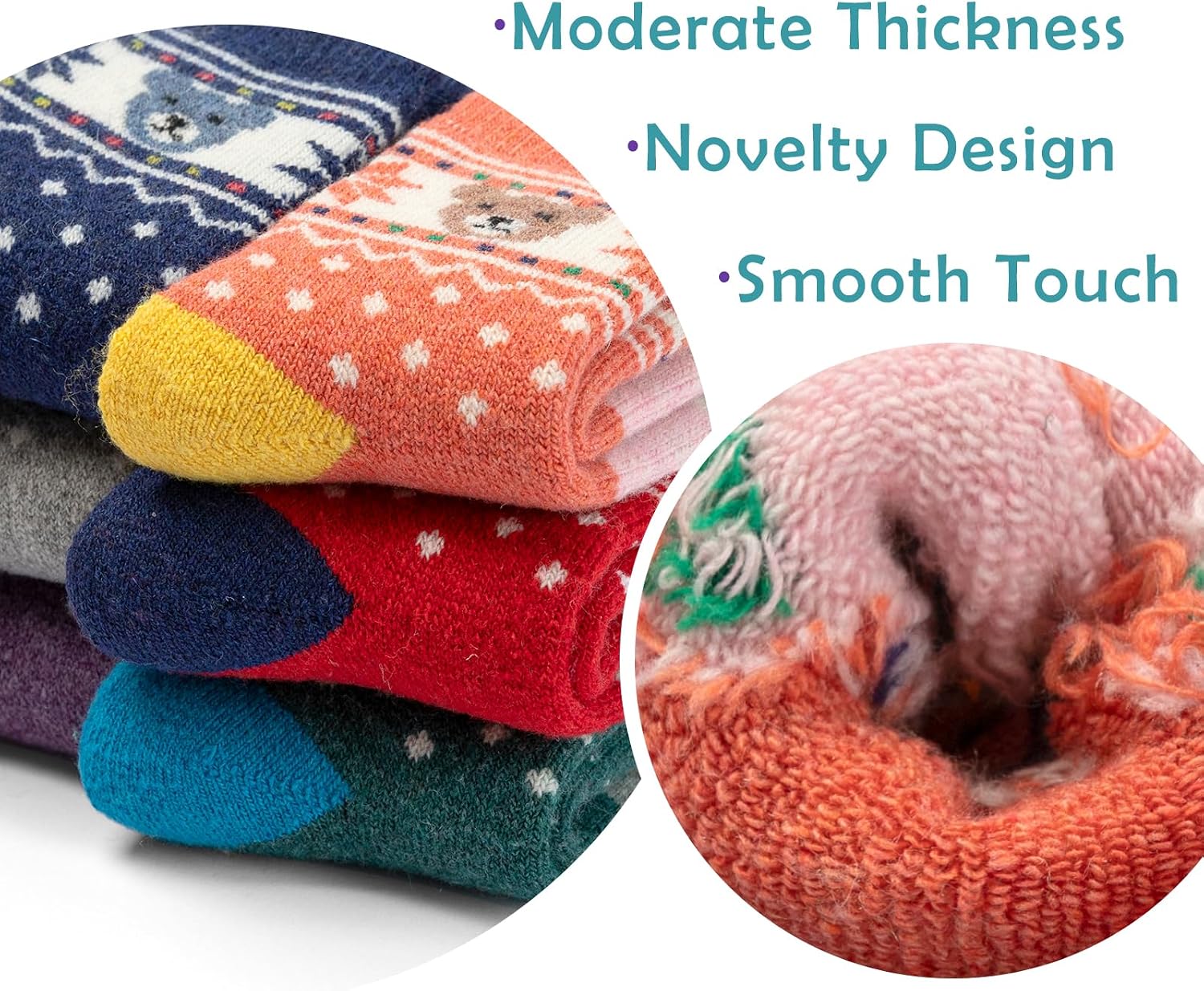 Moon Tree Boys Wool Socks Kids Winter Warm Socks Thick Thermal Crew Socks for Girls 6 Pack
