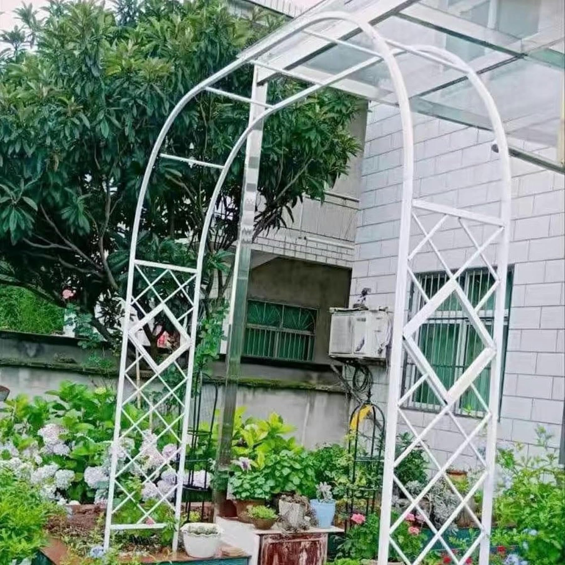 Arche de jardin, arche pour roses, grimpante, 140 x 230 cm, 200 x 230 cm, 280 x 230 cm, 340 x 230 cm, blanc pour cour et jardin (taille : L 200 x H 230 x 40 cm)