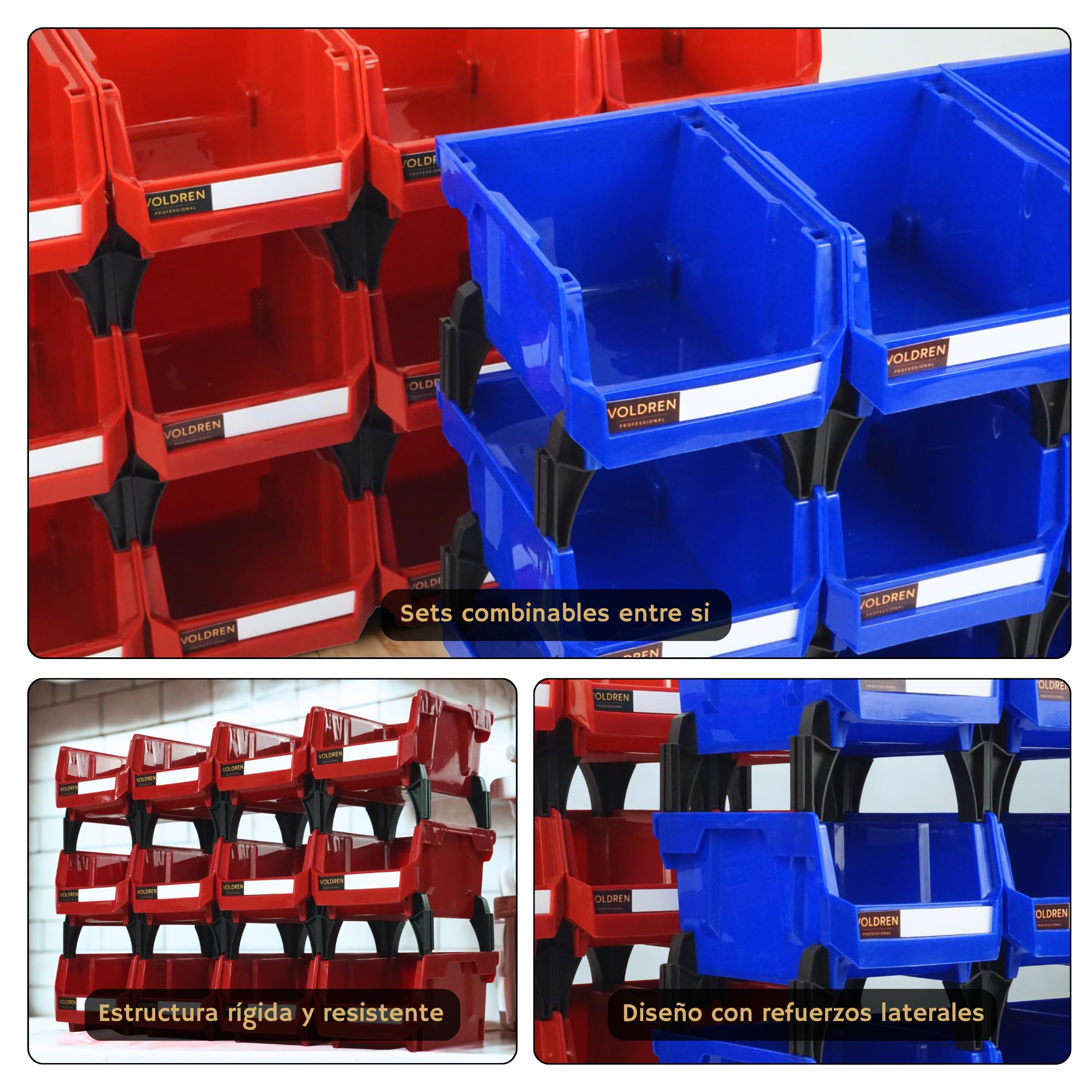 Gavetas organizadoras apilables - Organizador tornillos - Cubetas plastico almacenaje - Organizador cajones - Clasificador apilable taller - Estanteria gaveta herramienta (Azul, 12)