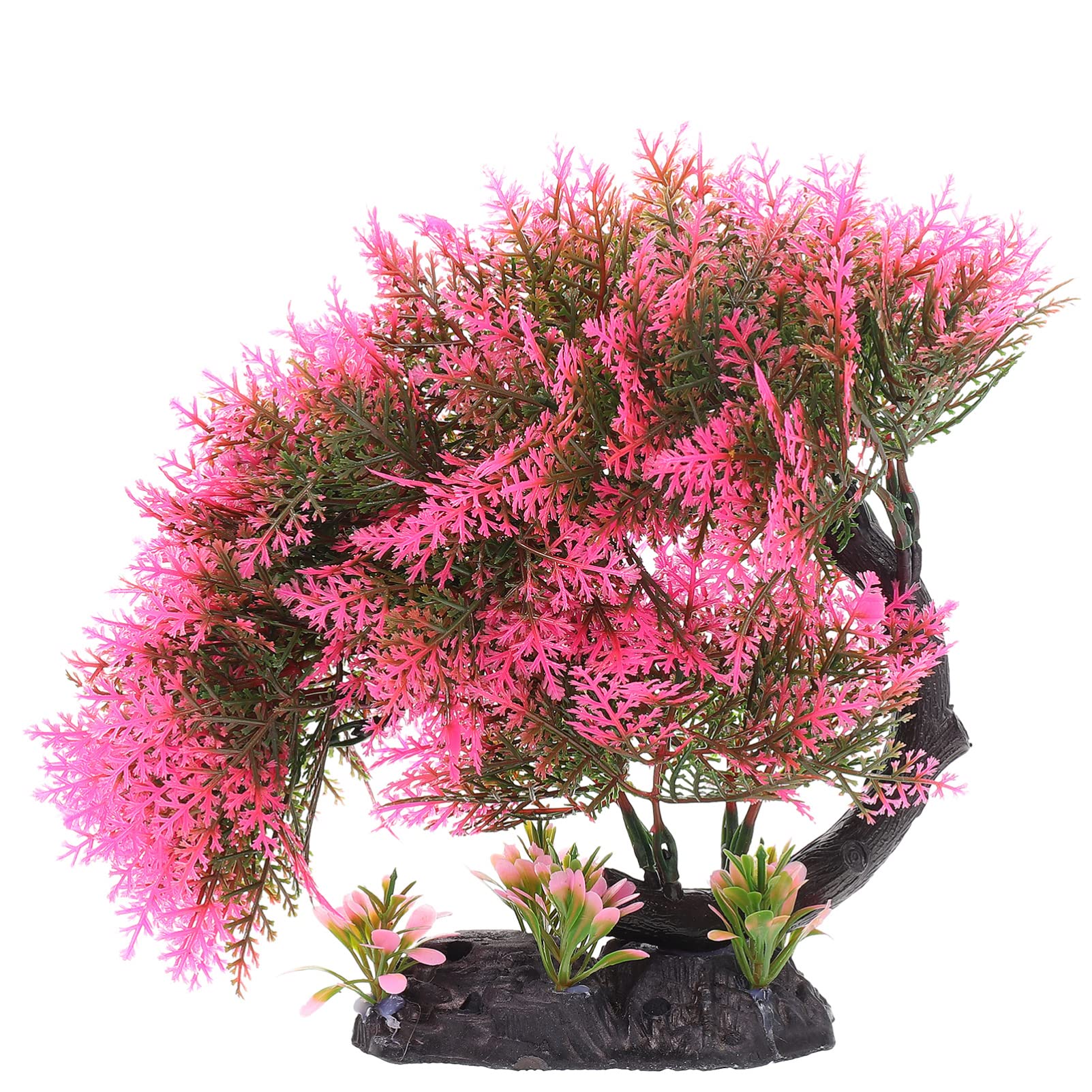 Ipetboom Fish Tank Landscaping Ornaments Faux Pine Tree Lotus Flower Decor Plants Outdoor Turtle Tanks Faux Plant Aquarium Pets Artificial Tree Betta Tank Red Plastic Animal Landscape Tree