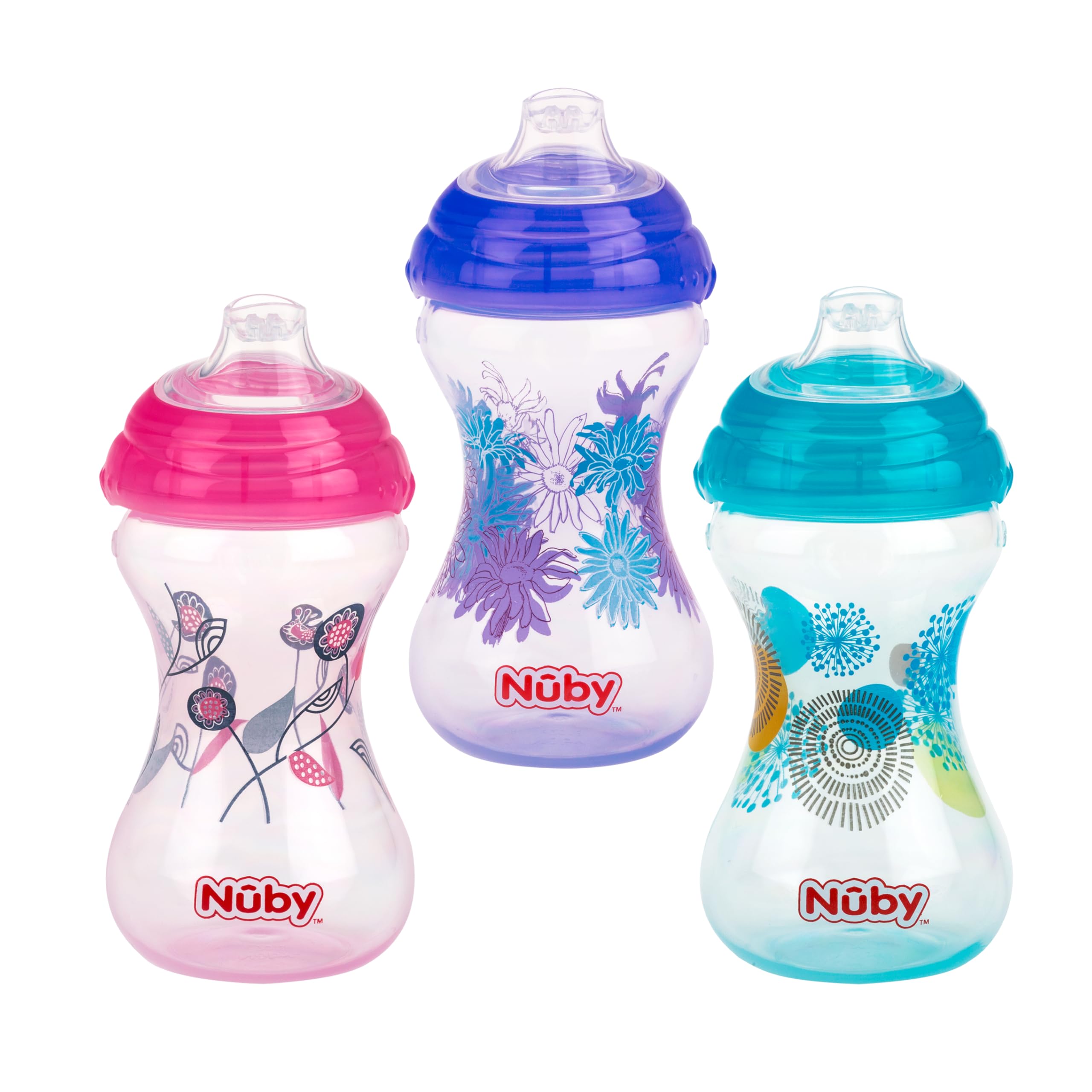 Nuby Polypropylen, kein Verschütten, Pinpoint, weicher Auslauf, Clik-It, Mädchen, 284 ml, 3 Stück