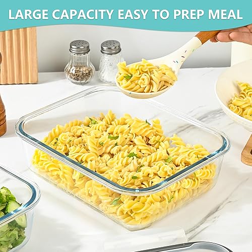 Miniatura 3 de Paquete de 2 recipientes grandes de vidrio de 78 onzas  9.8 tazas con tapas, recipientes de preparación de comidas para hornear, servir, recipiente