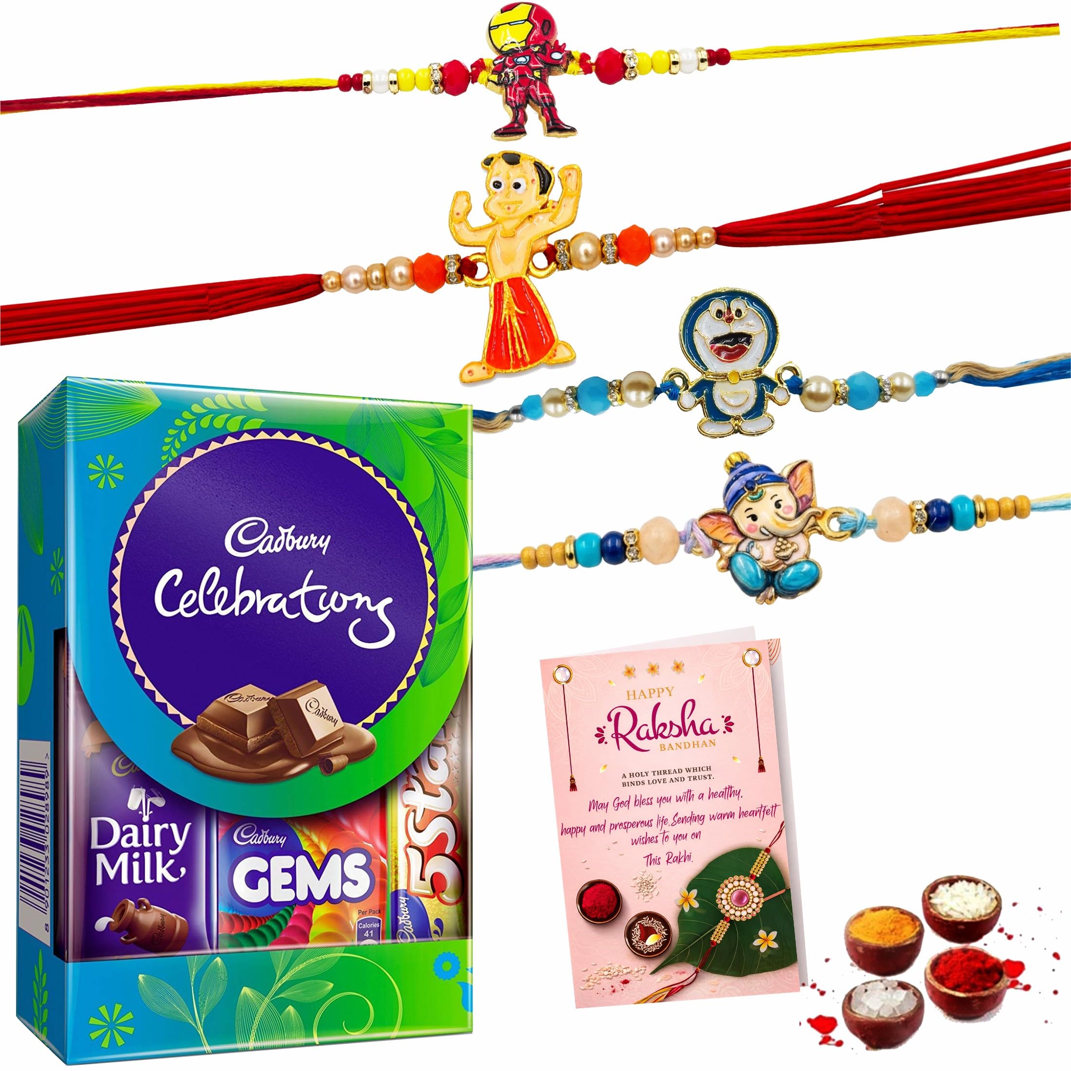 Cartoon Rakhi for Kids Set of 4 with Chocolate- Cute Adorable Kids Rakhi for Teenager,Toddler,Boy,Girl,Baby,Younger/Small/Little Brother with Chocolate Gift-image-31