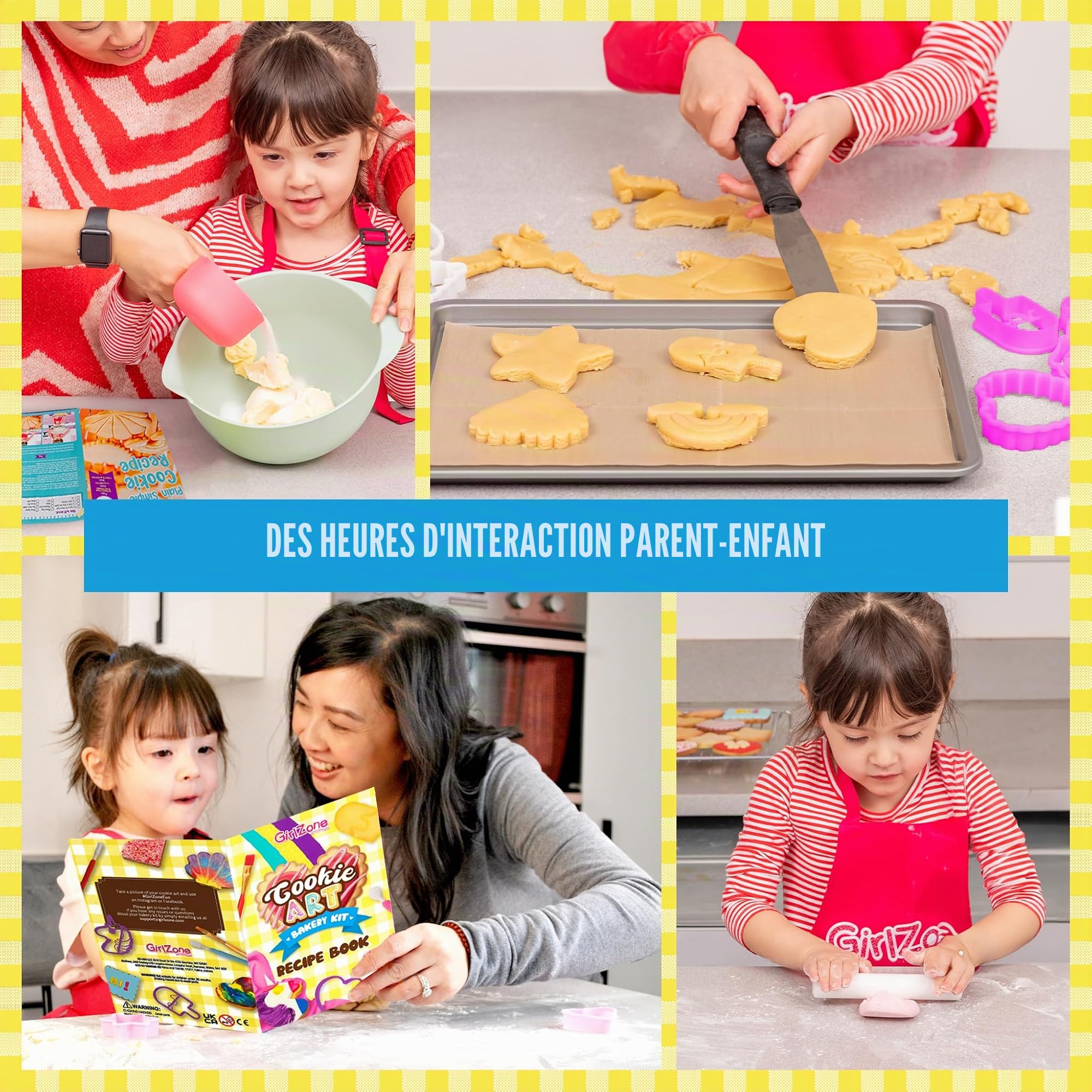 GirlZone Kit de Décoration de Biscuits, Kit Pâtisserie Enfant avec Pâtisserie Accessoire, Ustensiles de Cuisine Enfant - Cookie Art Bakery Kit Cadeau Fille 10 ans