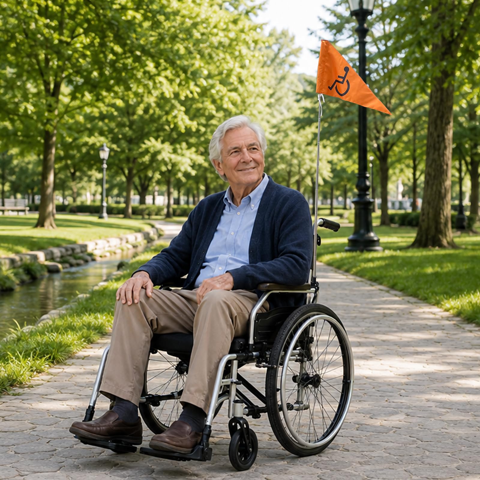 Bandiera per sedie a rotelle per anziani e accessori di sicurezza per scooter e deambulatori, lunghezza 1,2 m, pieghevole