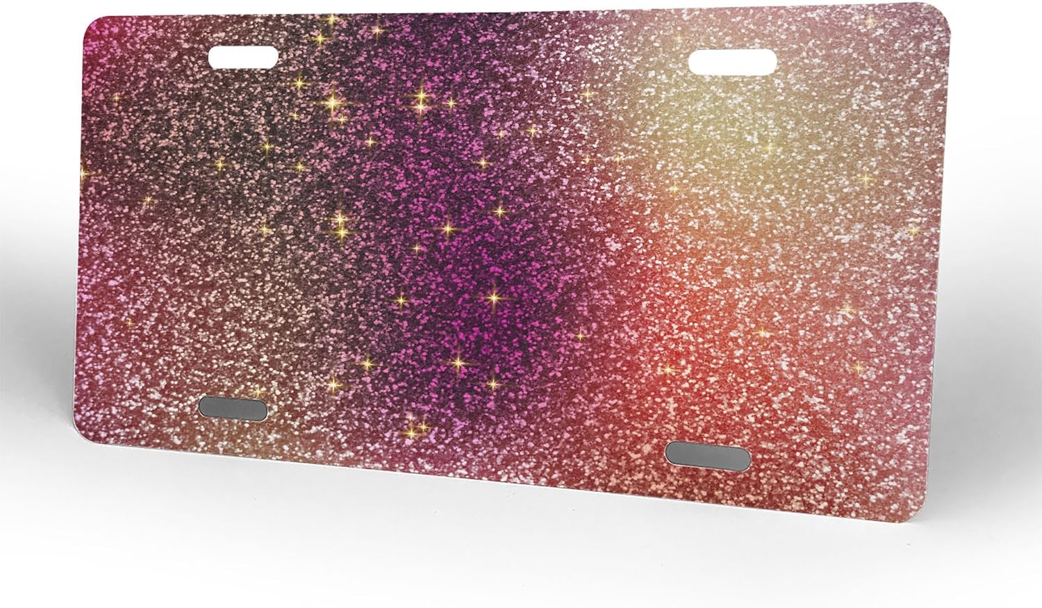 Colorful Glitter Bling Front License Plate for Women Men License Plates with 4 Holes Aluminum Metal Novelty Vanity Tag Cover Rust-Proof Us Canada Car Decor Accessory 6 * 12 Inches