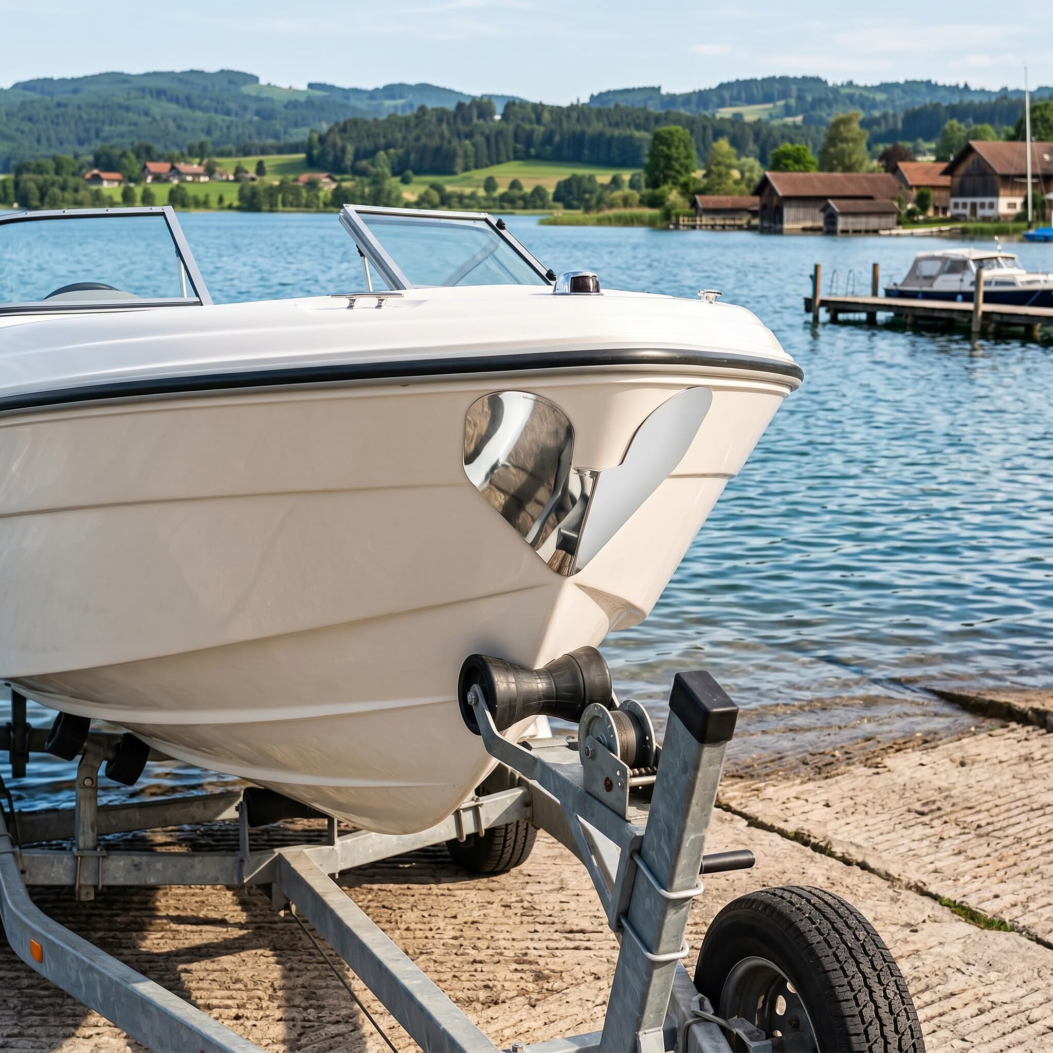 Alomejor Protection d'arc de Bateau 2 Pièces, Protecteur d'arc cranté en Acier Inoxydable avec Autocollant Auto-adhésif pour la Protection de Coque de Bateau de Remorque de