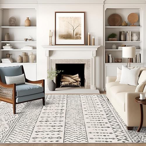 Miniatura 9 de Art&Tuft Alfombra de área de 6 x 9 pies, súper suave, ultrafina, marroquí, lavable, antideslizante, para sala de estar, plegable, geométrica,