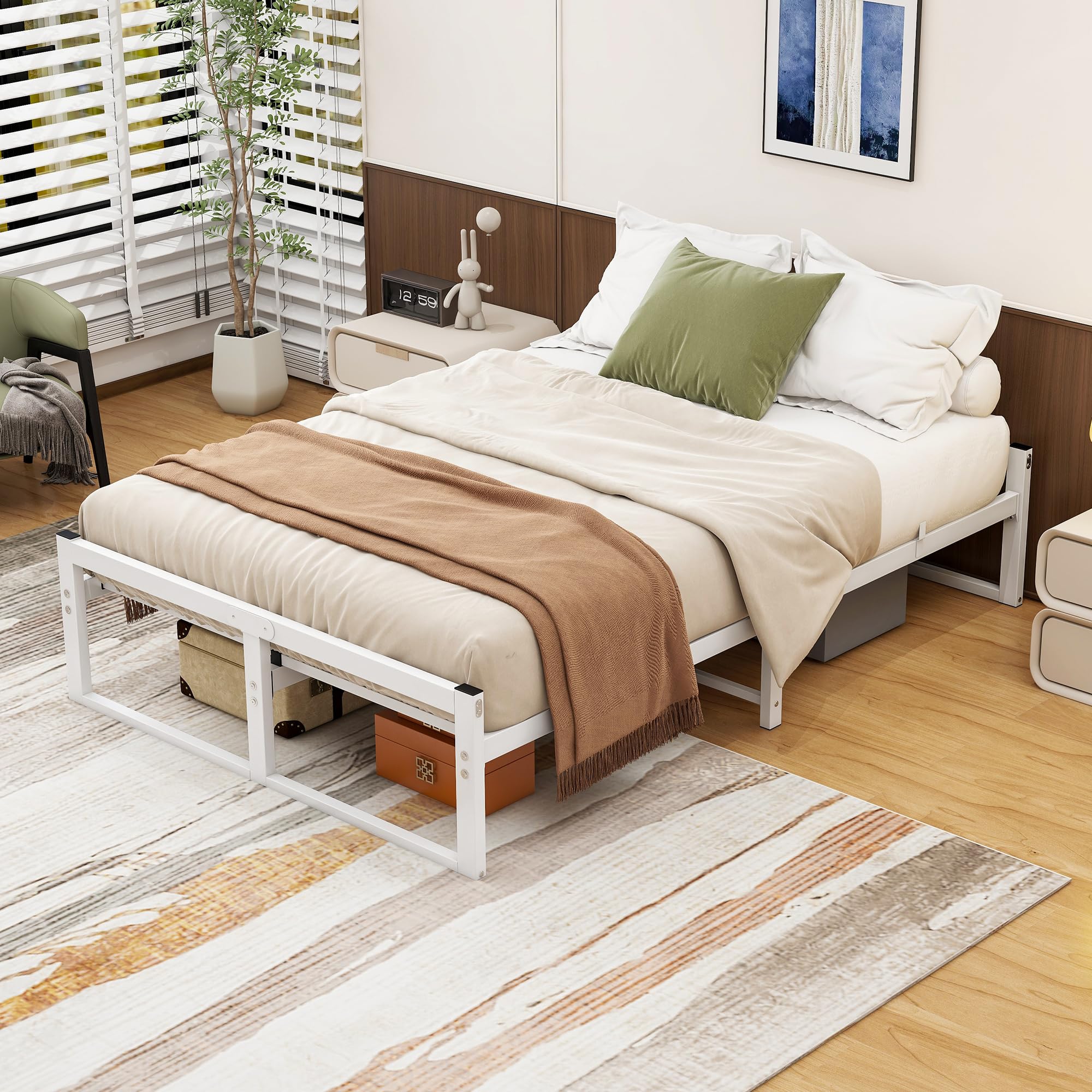 VECOCHO Bett 120x200CM aus Metall Bettgestell 120 x 200 für Matratze Einzelbett, Großer Stauraum, Leicht zu Montieren und Stabil - Schwarzer
