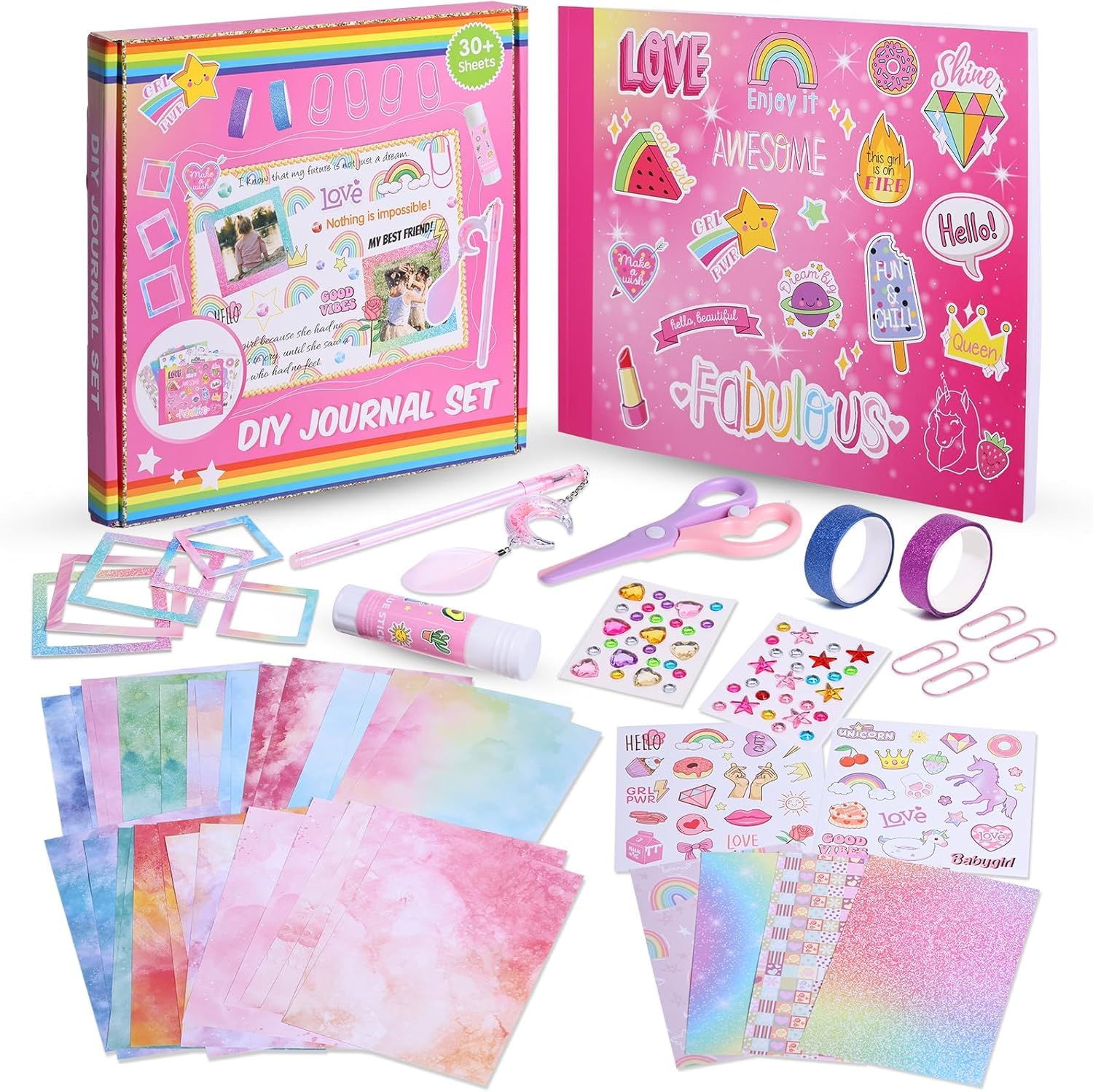 iris & Daisy Paper DIY Journal Set for Tween & Teen Girls Diary Gifts for 4-12 Year Olds Girls Birthday Presents Teenage Girls Gifts,Multi Color