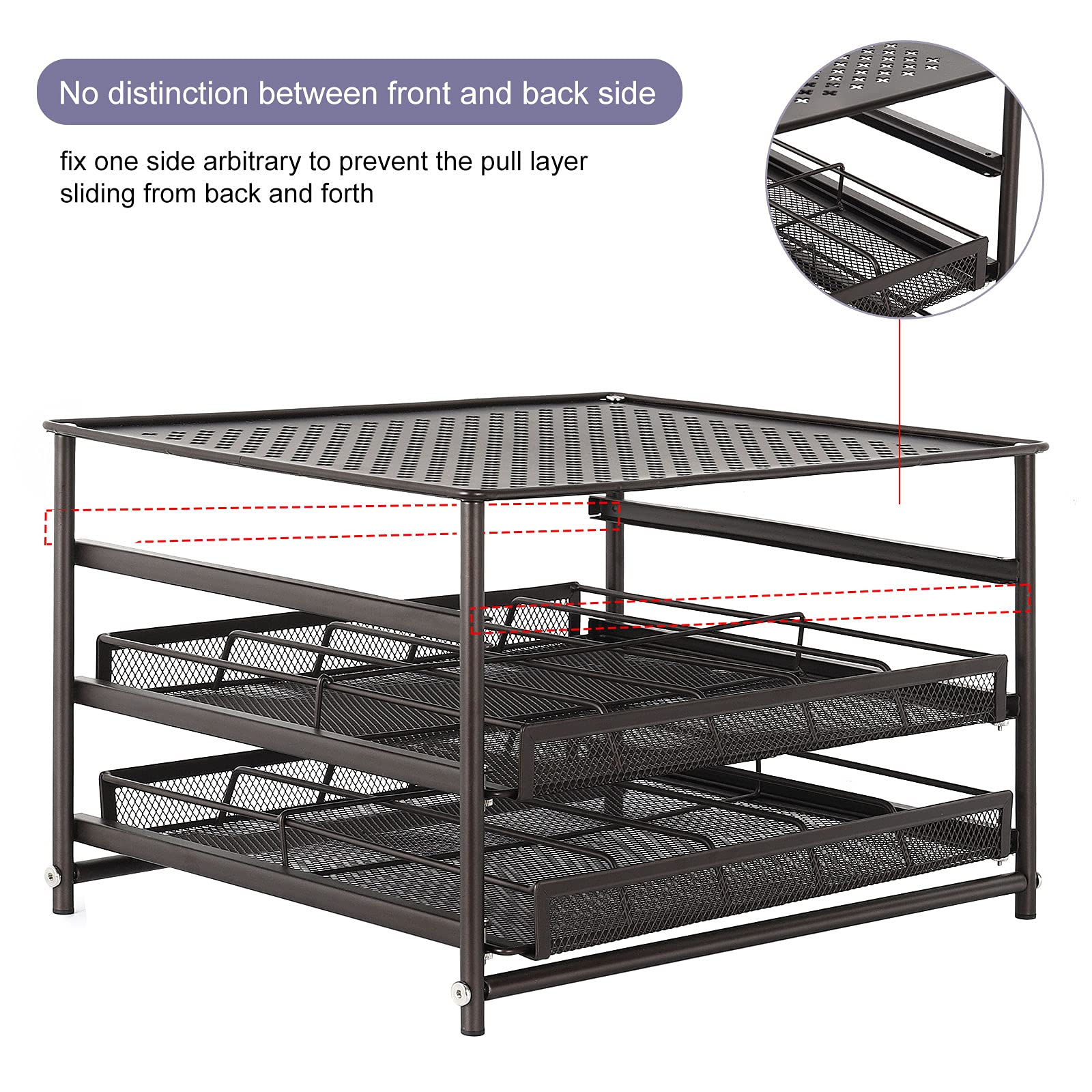 Spice Rack Organizer for Cabinet, 3 Tier 30-Bottle Spice Drawer Storage, Seasoning Shelves for Kitchen Pantry Countertop, Metal (Brown)