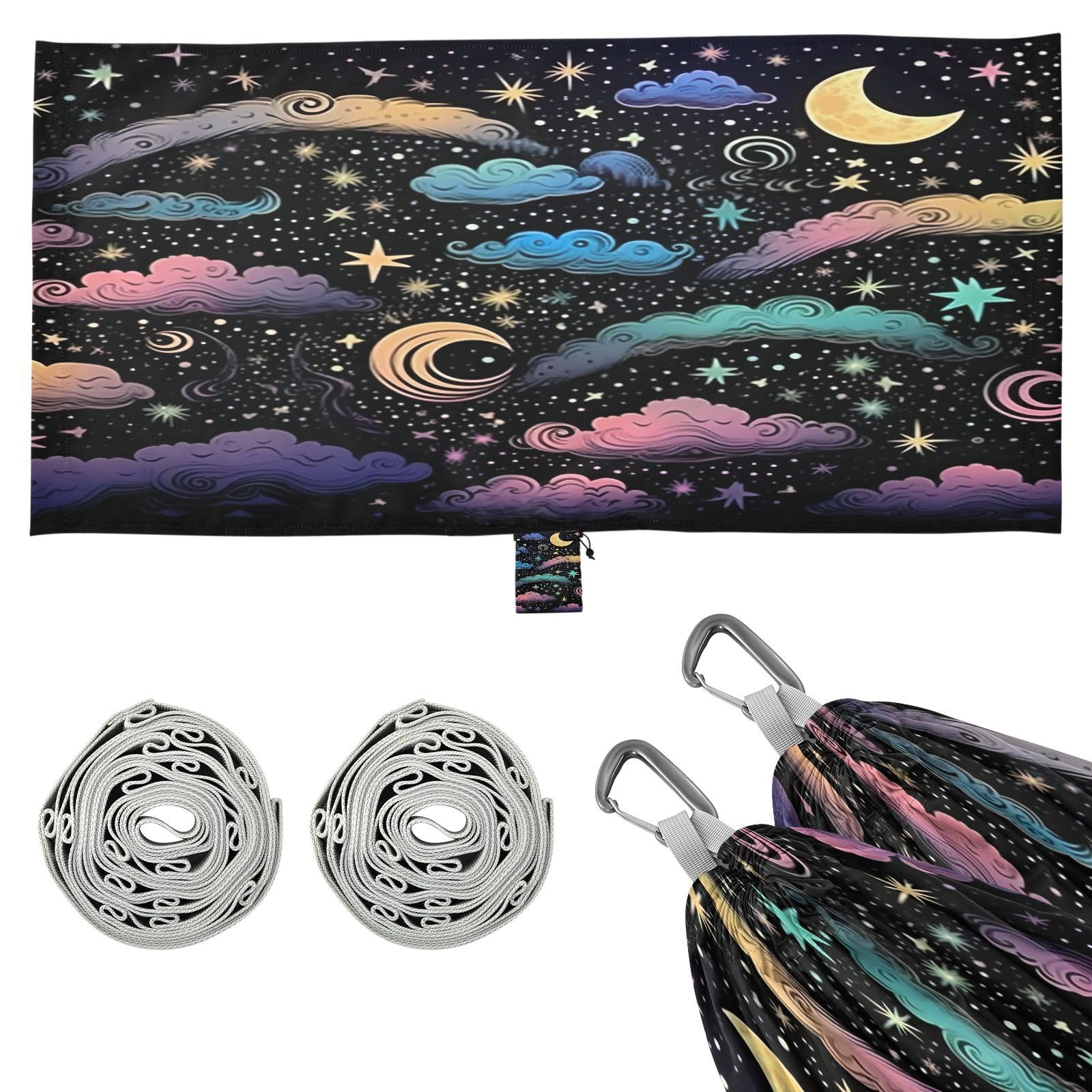 ATTX Colorful Sky Camping Hammock - Lightweight & Portable Hammocks, Heavy Duty 330lbs Capacity for Indoor, Hiking, Backpacking, Travel, Backyard, Beach#447