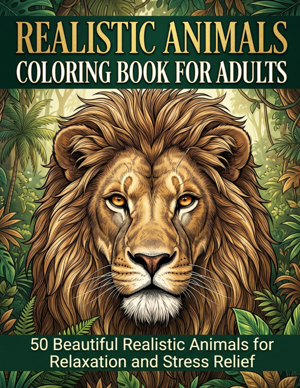 Realistic Animals Coloring Book For Adults: 50 Beautiful Realistic Animals for Relaxation, Stress Relief and Mindful Coloring