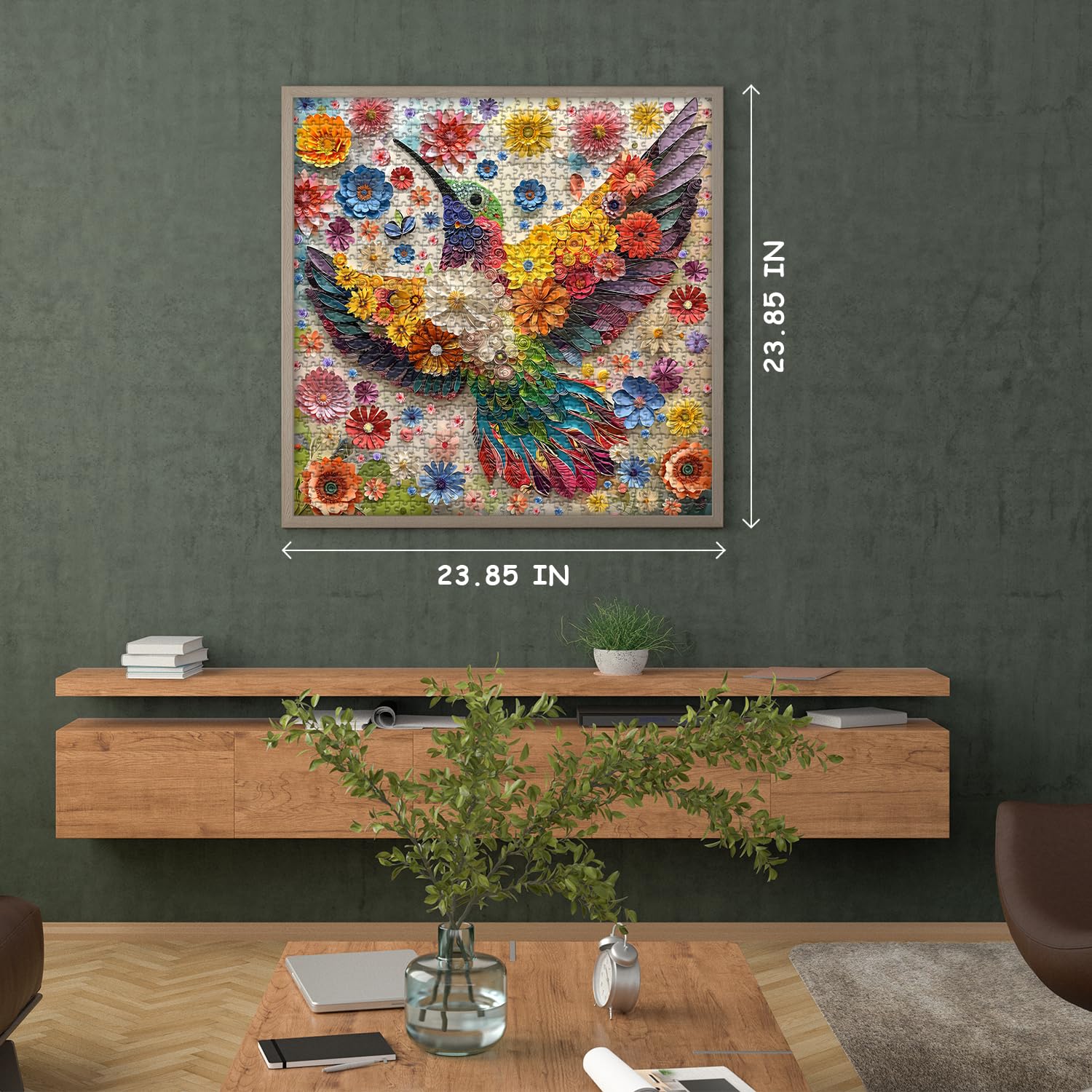 PICKFORU Hummingbird Puzzles for Adults 1000 Pieces, Flower Animal Bird Puzzle Quilling Paper Cut Art, Nature Garden Challenge Jigsaw Puzzle - Image 4