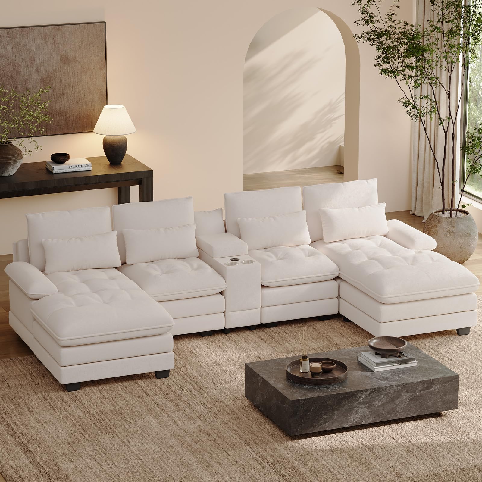 BEQAI 134 U-Shaped Sectional Couch with Storage