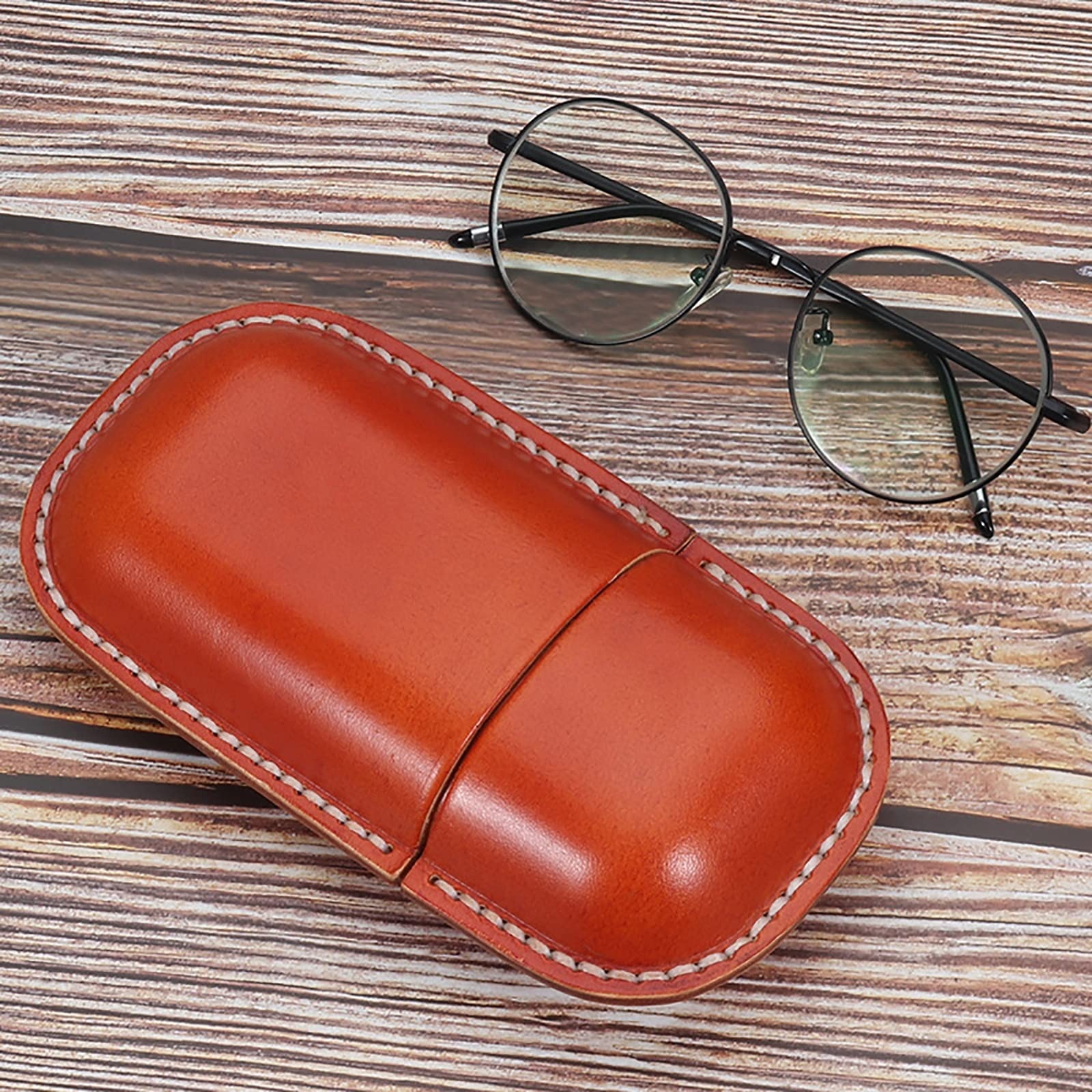 Przenośne pudełko na okulary Przenośne kreatywne etui na okulary skórzane (kolor: brązowy, rozmiar: 17,5 x 9,5 cm)
