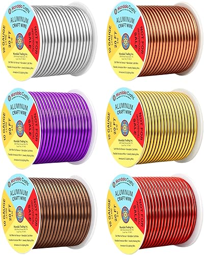 Miniatura 131 de Mandala Crafts - Alambre de aluminio anodizado de calibre 8 para joyería - 39 m de alambre flexible neutro colorido - Flexible para creación