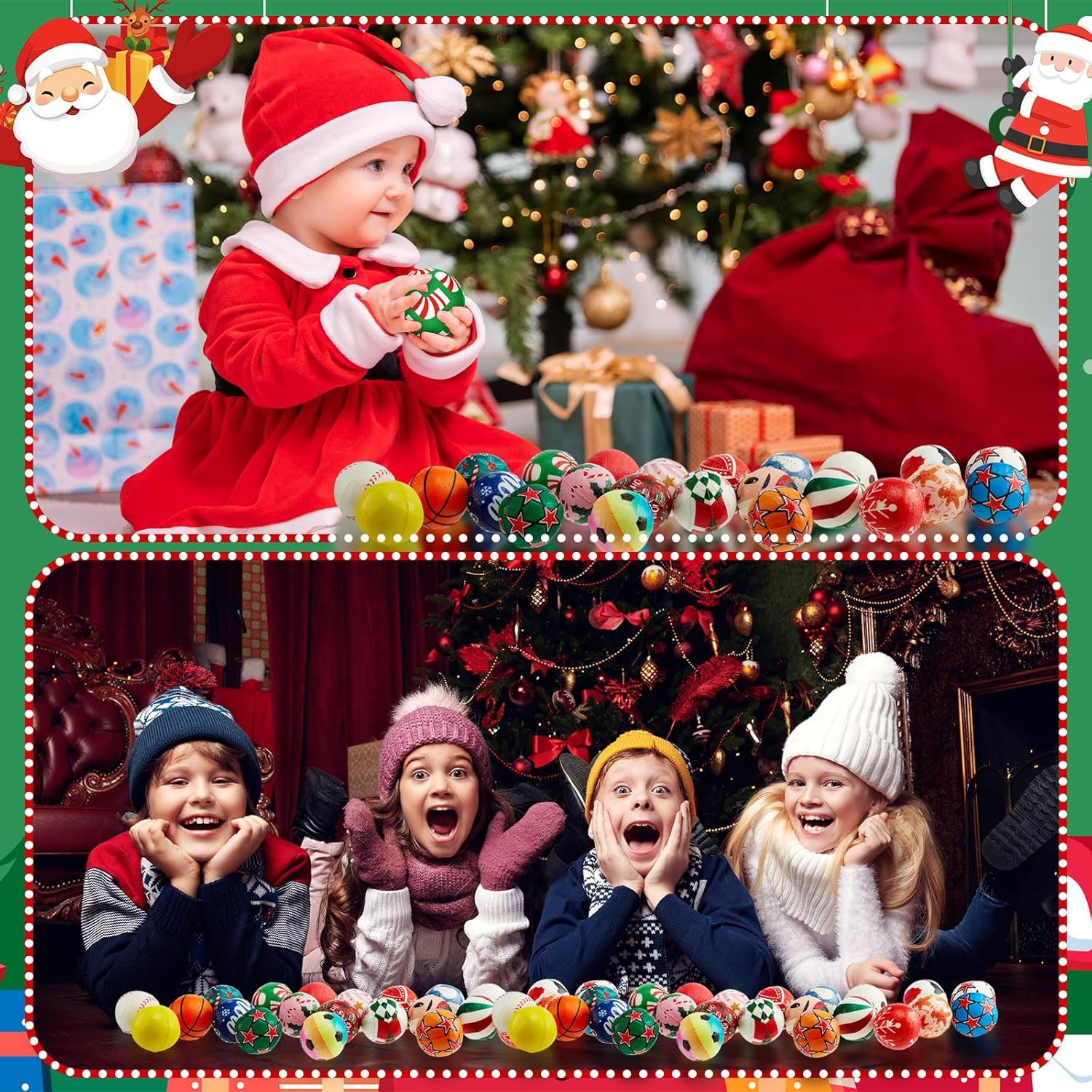 Meooeck 108 Pcs Christmas Stress Balls Bulk Snowman Santa Claus Gingerbread Man Sport Squeeze Balls Stress Relief Fidget Mini Foam Toy Basket Goodie Stuffers Gift for Xmas Party Favor Kids Adults - Image 5