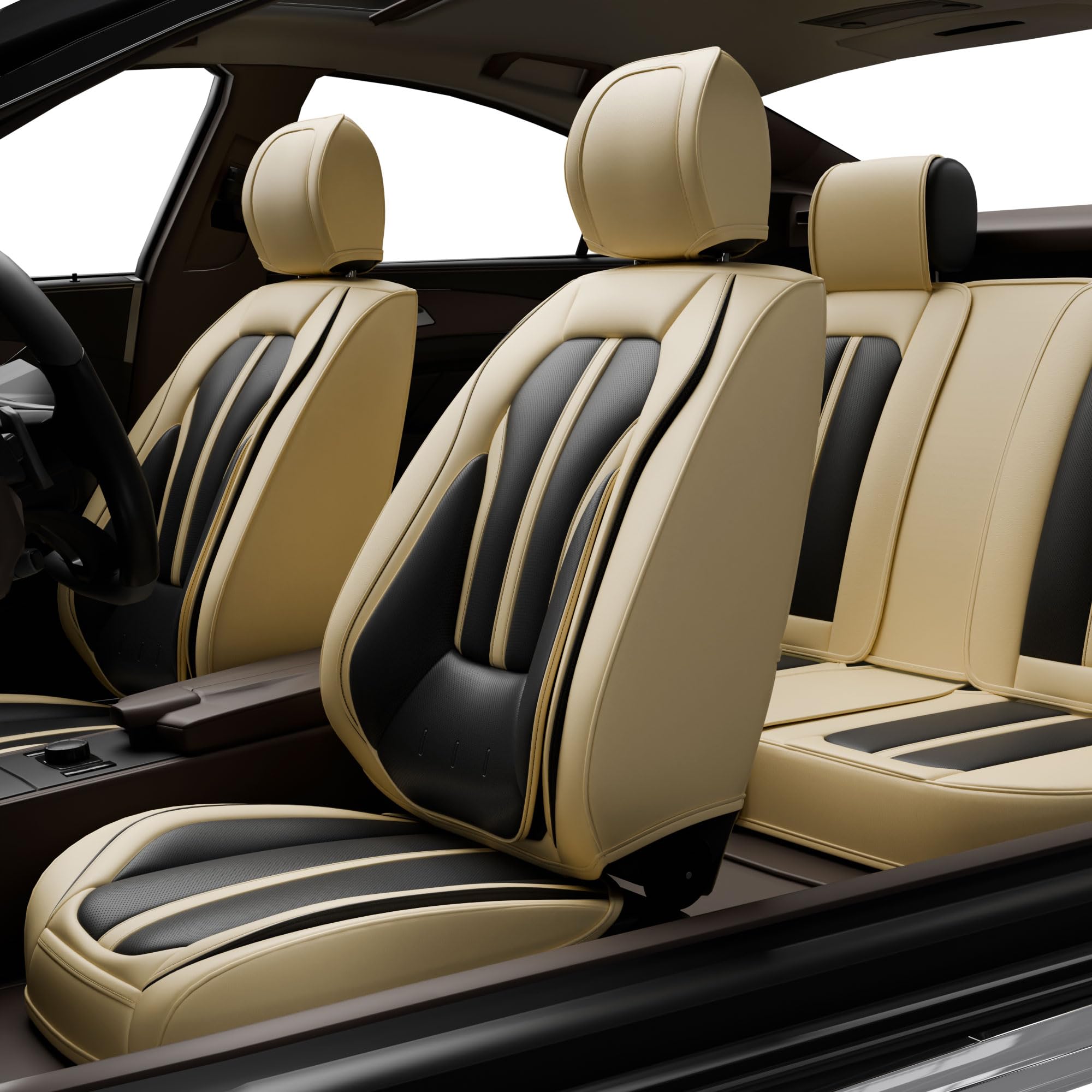 ASLONG 5PCS H7 Front and Back Car Seat Covers Auto Interior Accessories with Water Proof Nappa Leather for