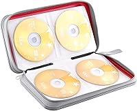 Vista 23 de Caja de CD Billetera, 80 Capacidad DVD VCD Medios Blu-ray Caso Cartera Titular Organizador de Almacenamiento (Plata)