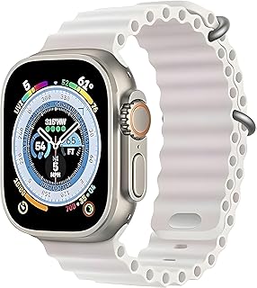سوار في متوافق مع ساعة ابل 45 ملم 42 44 49 للنساء والرجال اساور معصم رياضية مموجة من السيليكون متوافقة اي ووتش الترا سلسلة 8 - 7 - 6 - 5 - 4 - 3 - 2 - 1 اس اوف وايت .