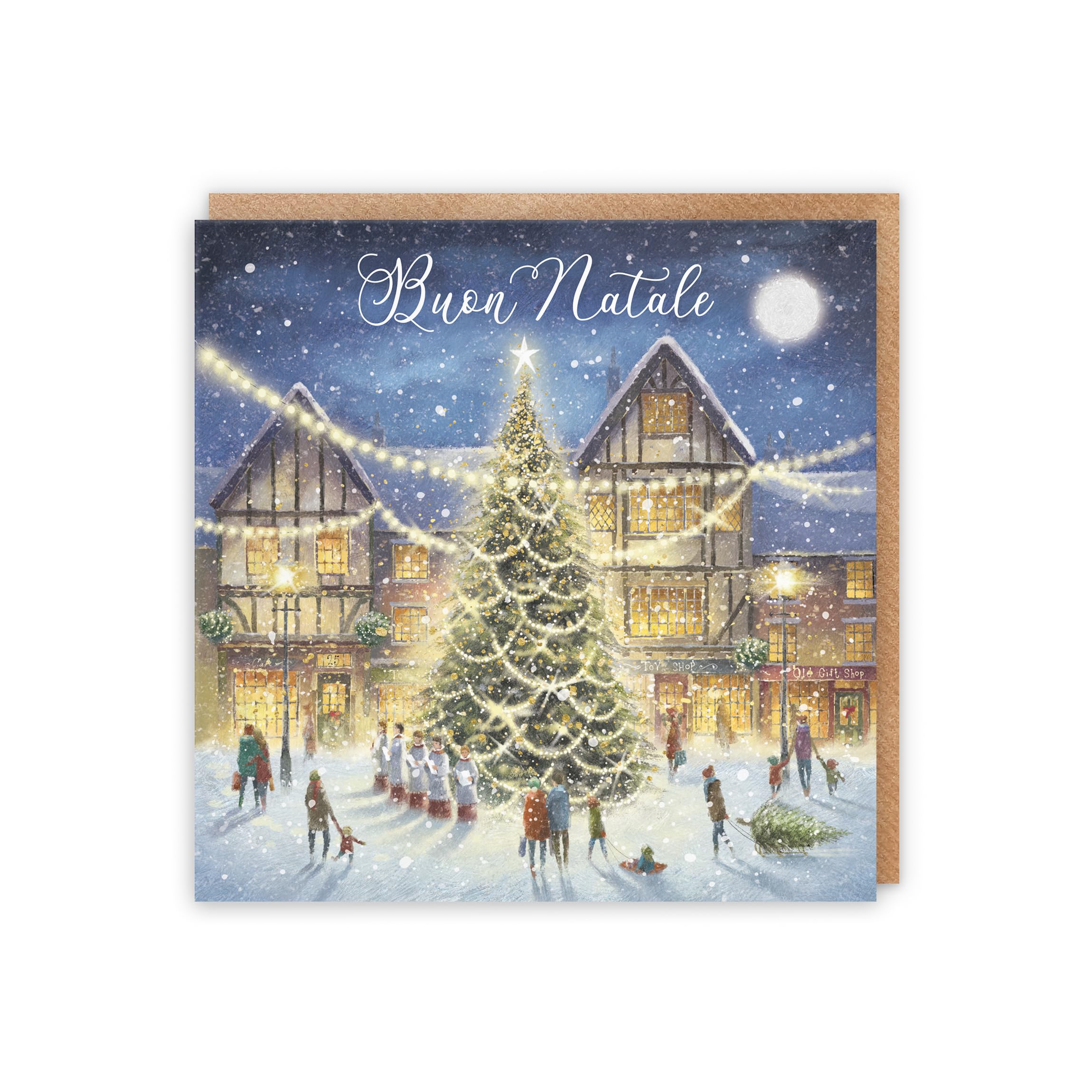 Hunts England, Individual Italian Christmas Card For Men Or Women, Buon Natale, 'Christmas Eve', Milo's Gallery Collection - Image 3